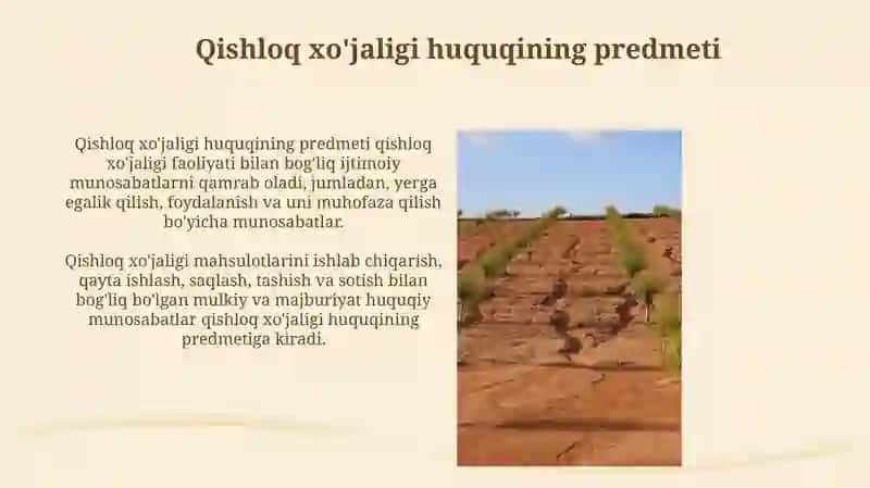 Qishloq xo'jaligi huquqining mohiyati 4
