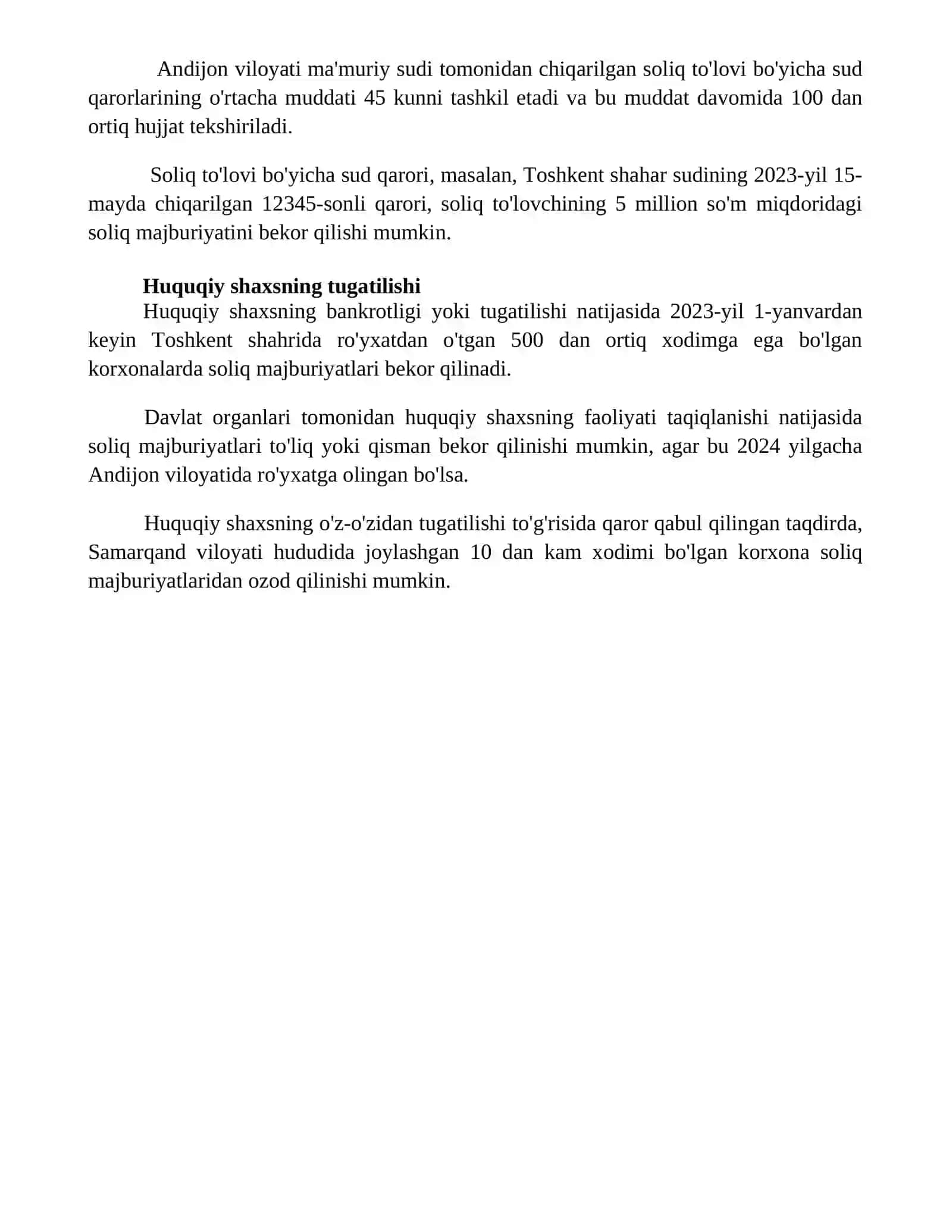 Soliq majburiyatini tugatish uchun asoslar 4
