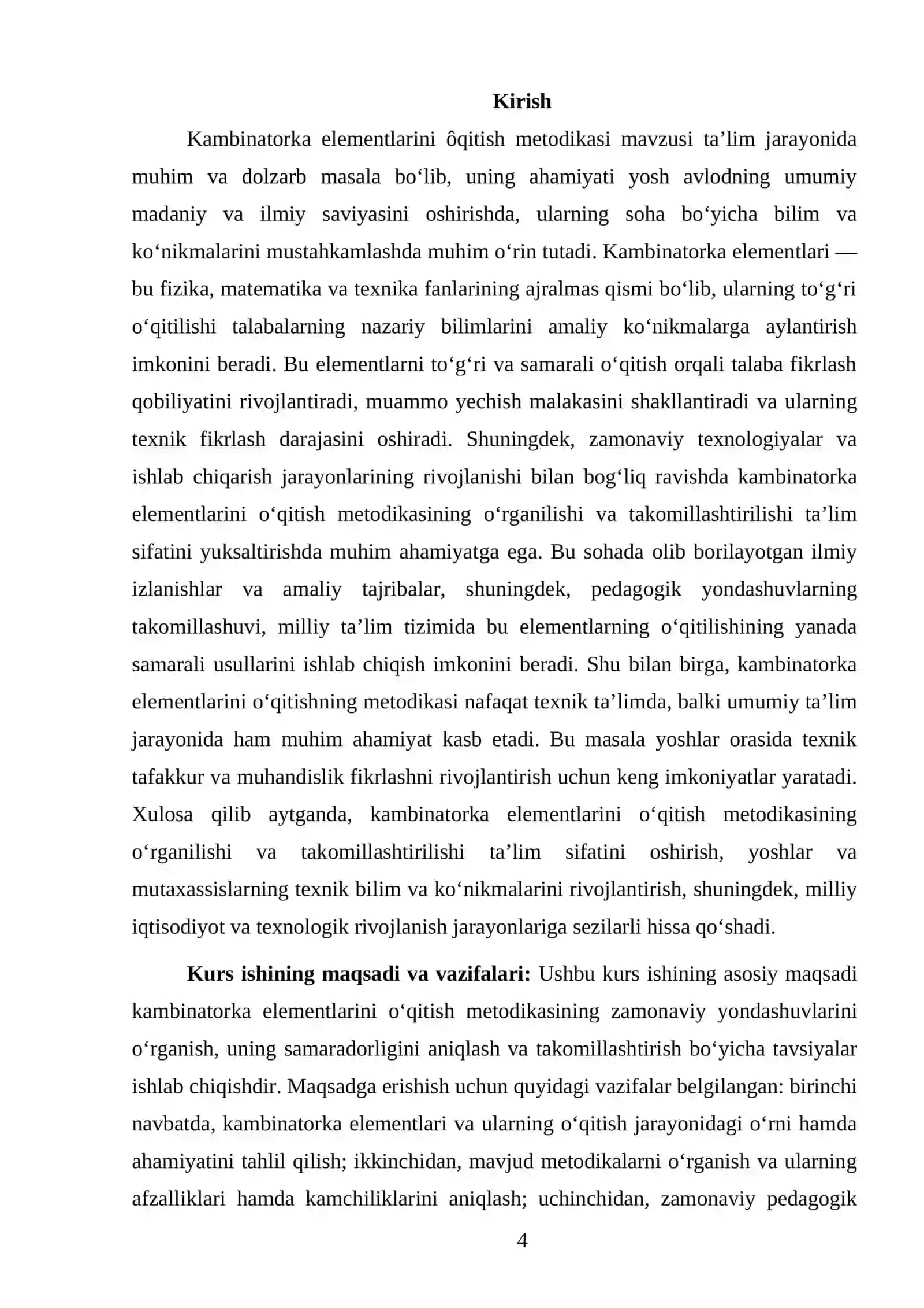 KAMBINATORKA ELEMENTLARINI ÔQITISH METODIKASI 4
