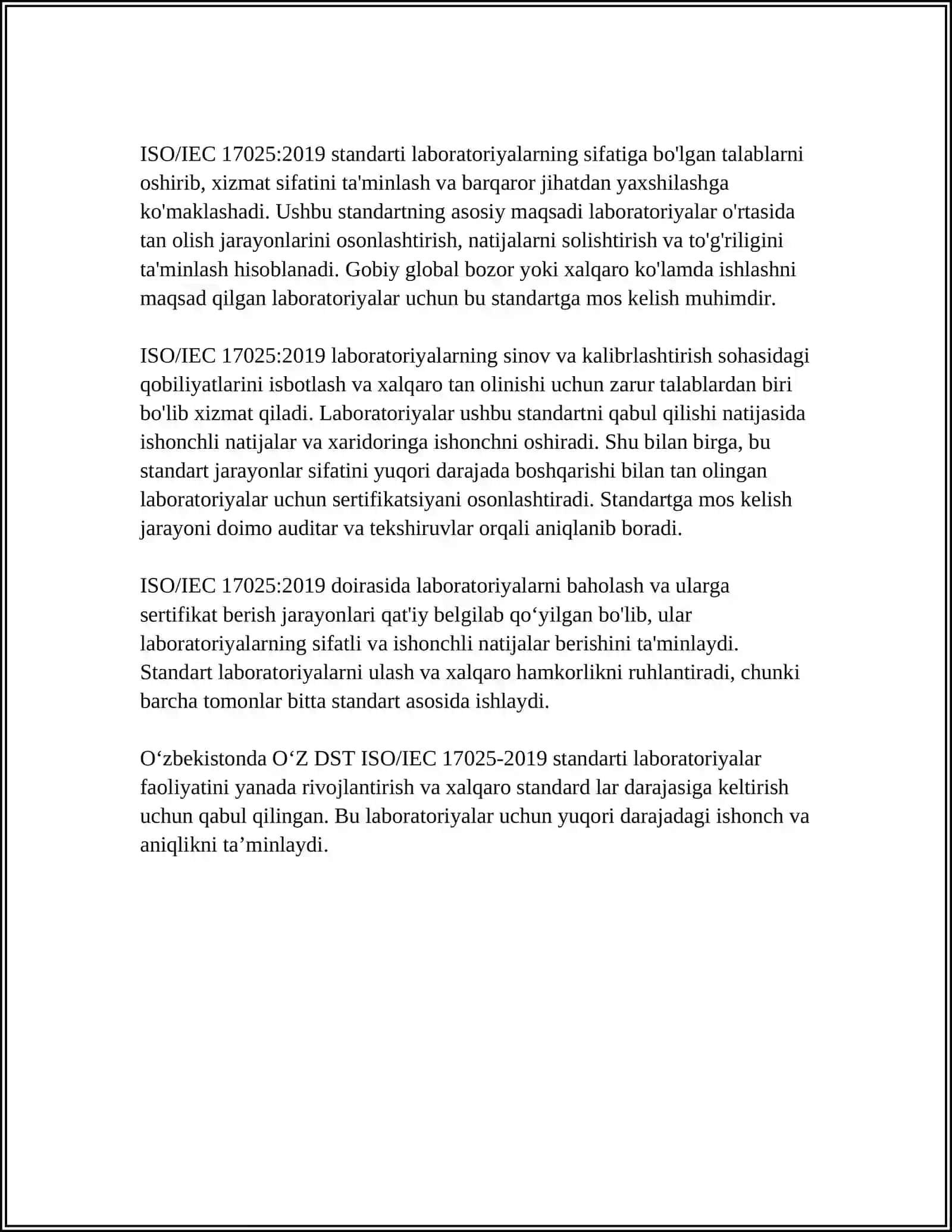 O´Z DST ISO/IEC 17025- 2019 STANDART TALABLARI 4