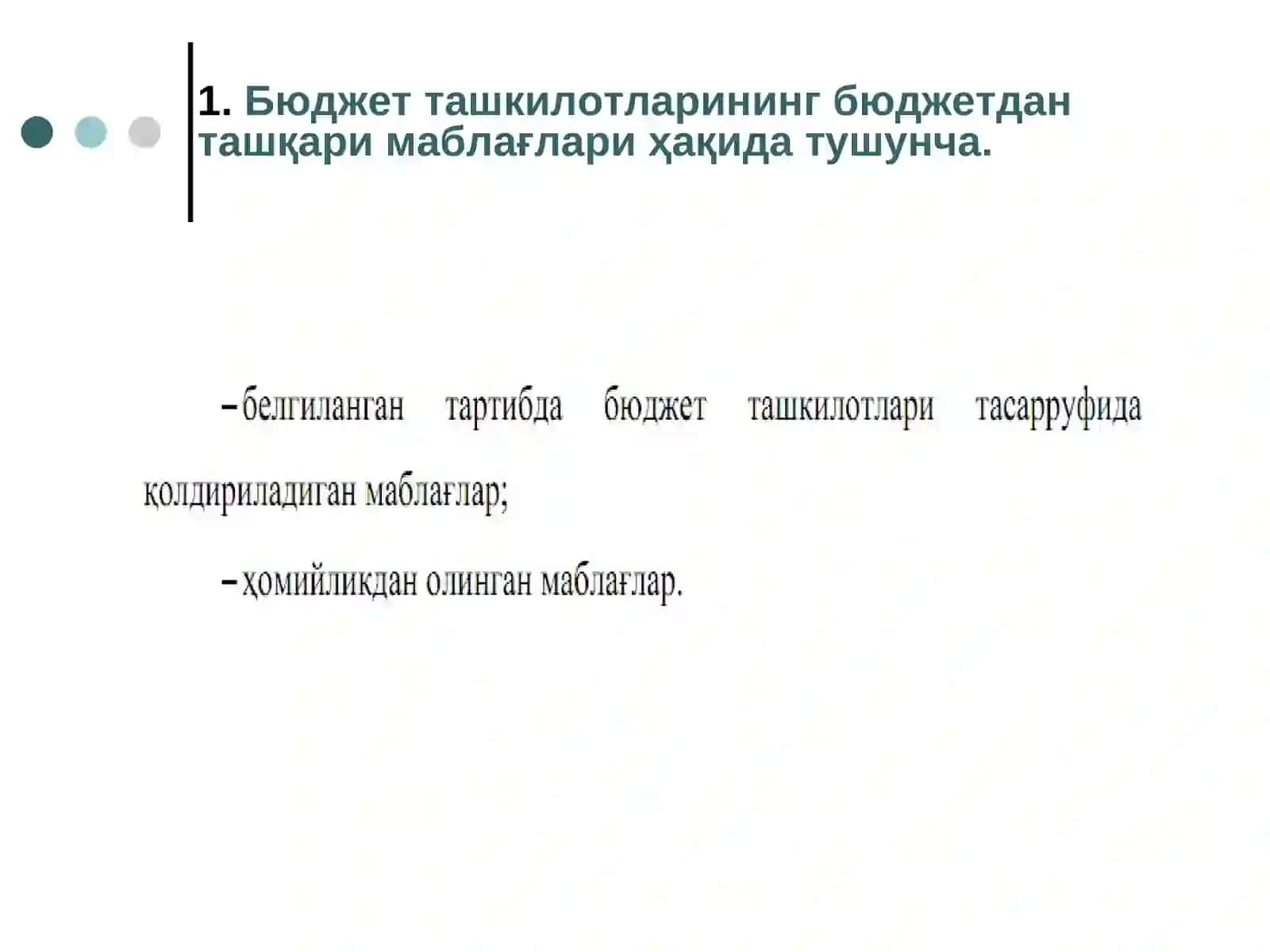 Бюджет ташкилотлари бюджетдан ташқари маблағларининг ғазна ижросини ташкил қилиш 4