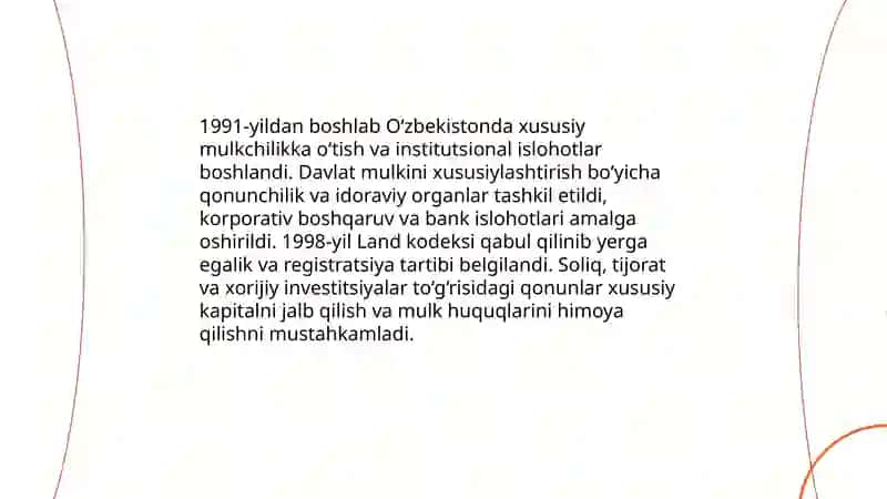 IQTISODIY ISLOHOTLAR, XUSUSIY MULKCHILIKNING SHAKLLANISHI 4