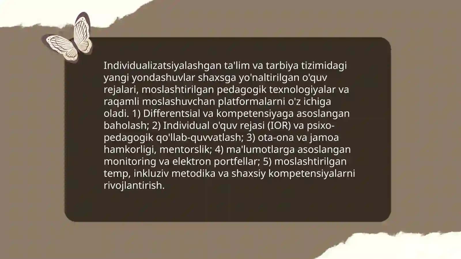 Tarbiya tizimida innovatsiyalar. Ta'lim tizimida innovatsiyalar 4