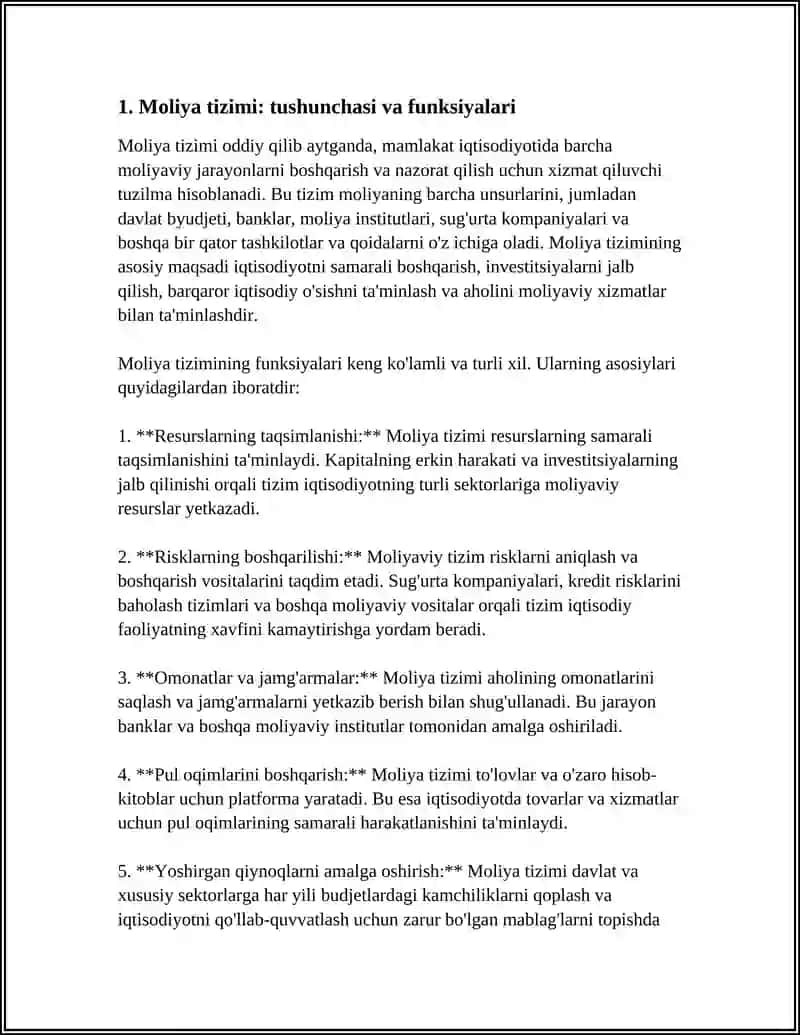 Moliya Tizimi 4