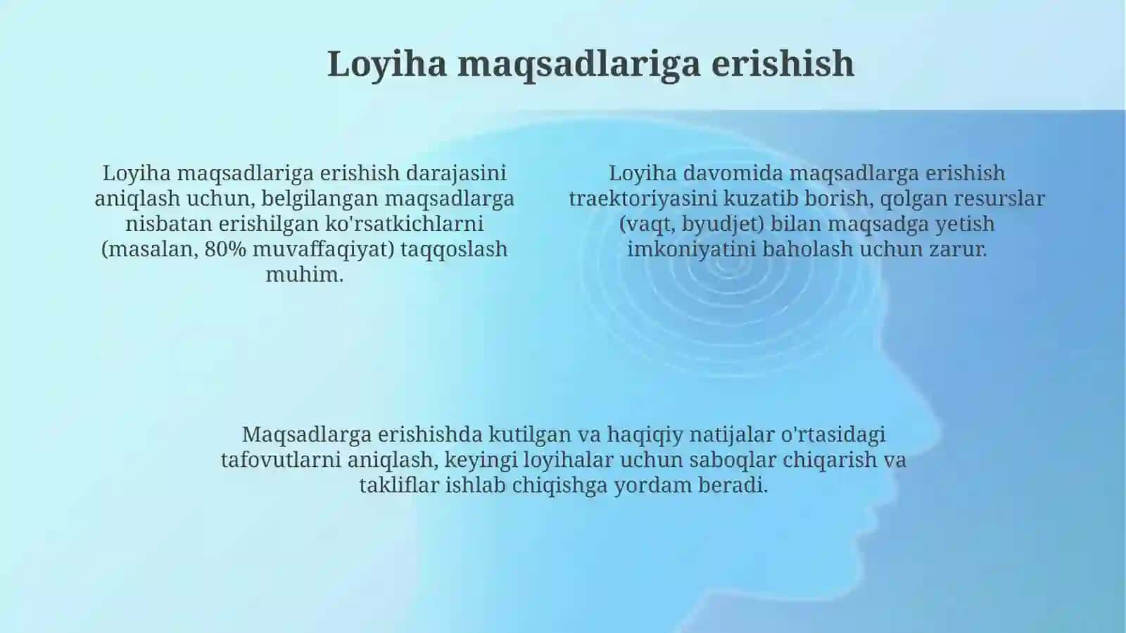 loyihani yakunlash baholash va hisobot berish 4