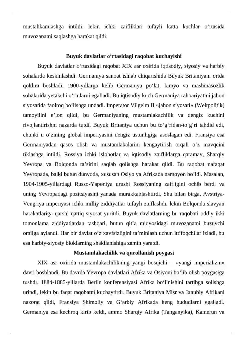 XIX asr oxiri – XX asr boshlarida harbiy-siyosiy bloklarning tashkil topishi 4