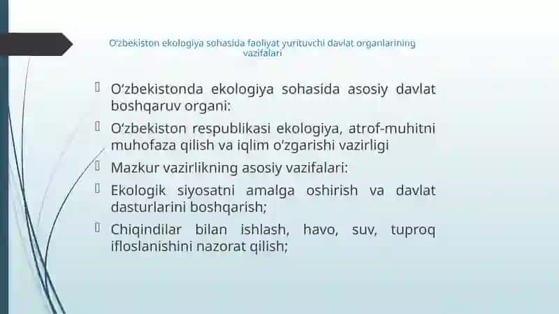 Ekologiyasohasida davlat boshqaruvining asosiy tamoyillari va tuzilmasi 4