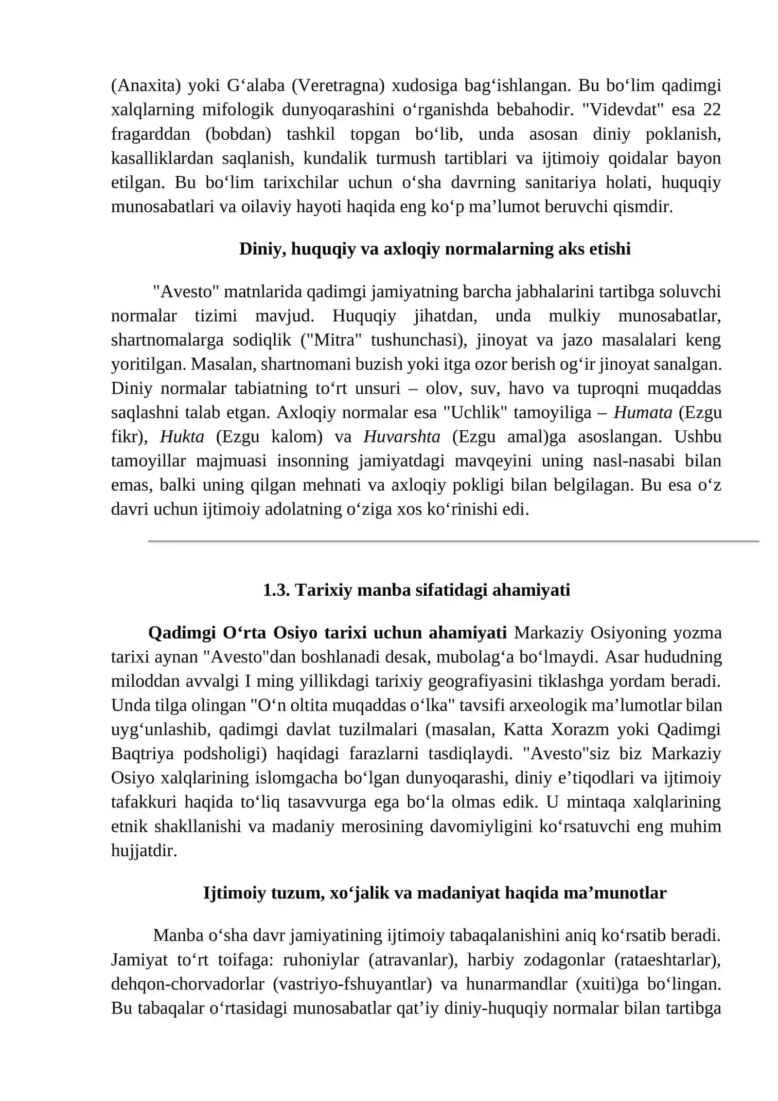 Avestoning O‘rta Osiyo qadimgi tarixi, ijtimoiy tuzumi, iqtisodiy hayoti va ma’naviy madaniyatini o‘rganishdagi ahamiyati 4