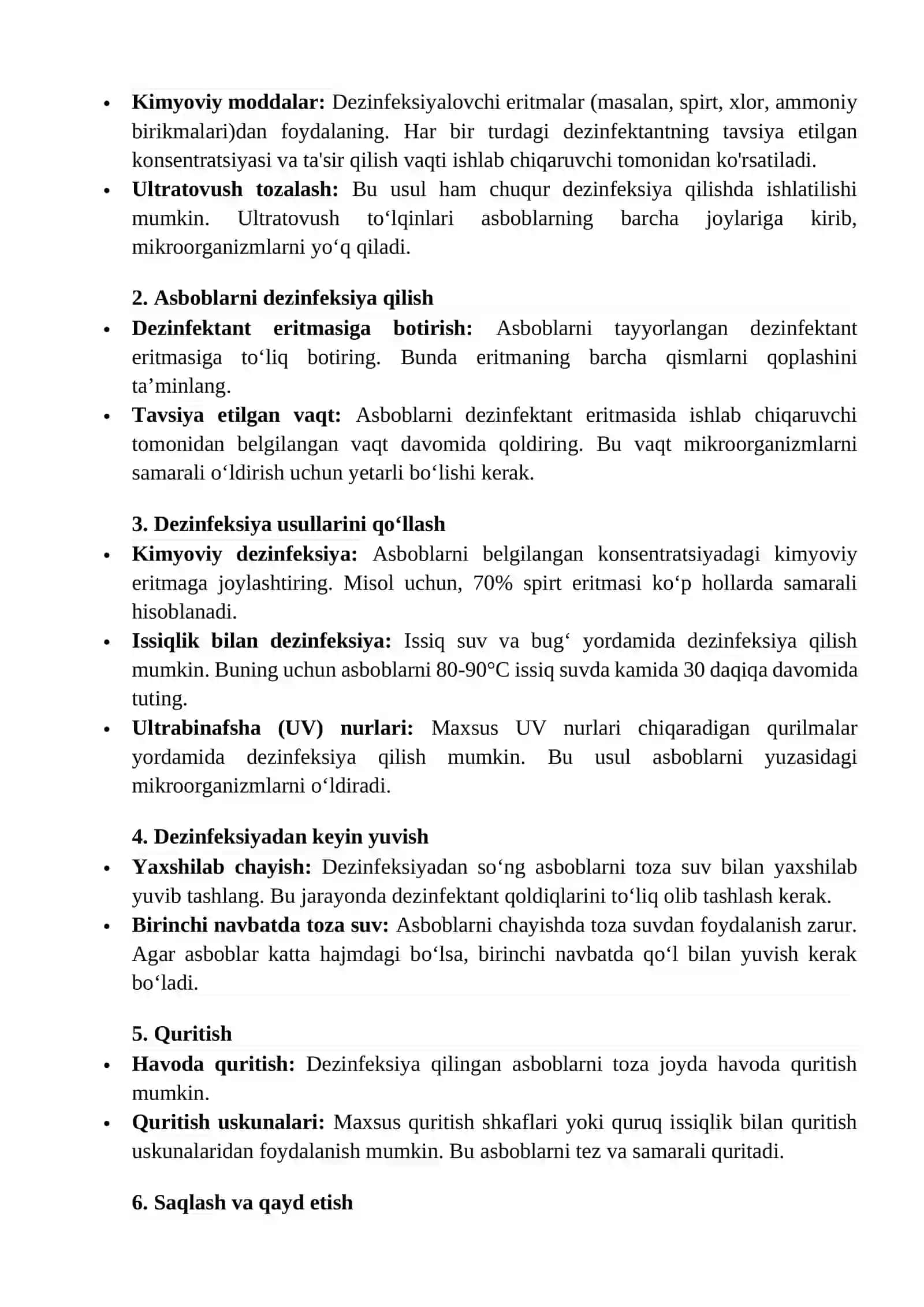 Tibbiy asbob-anjomlarni zararsizlantirish algoritmi 4