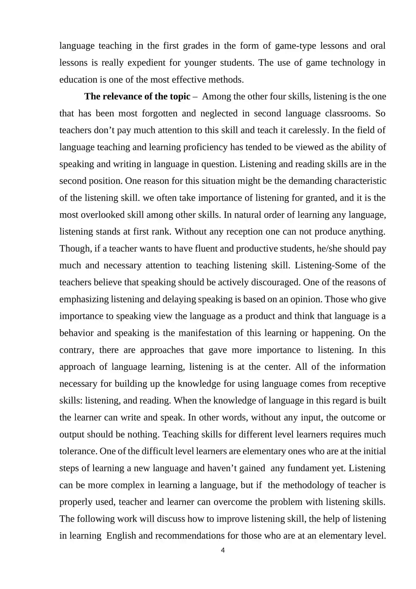 Course Paper on Teaching Listening 4
