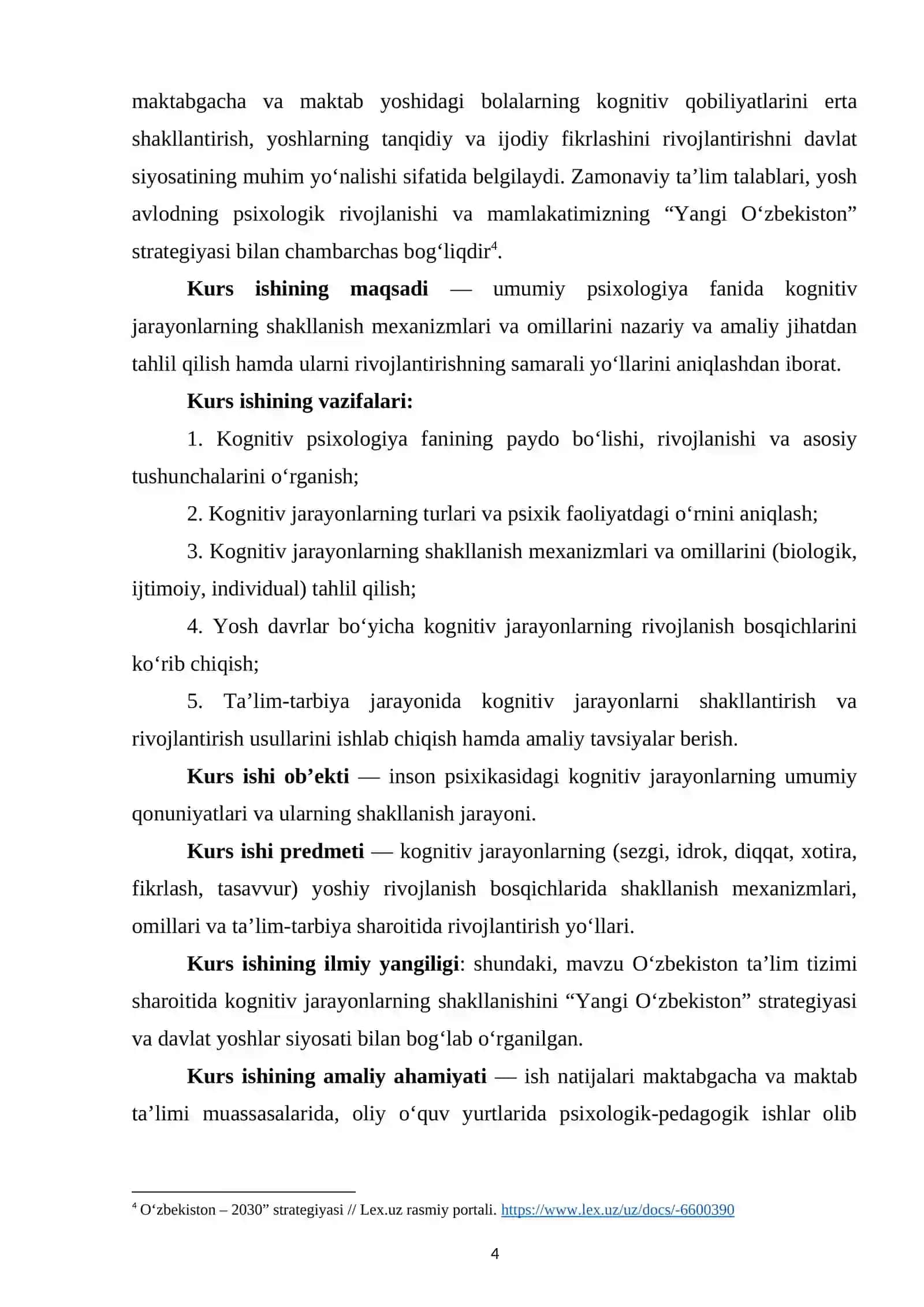 Kognitiv jarayonlarning shakllanishi. 4