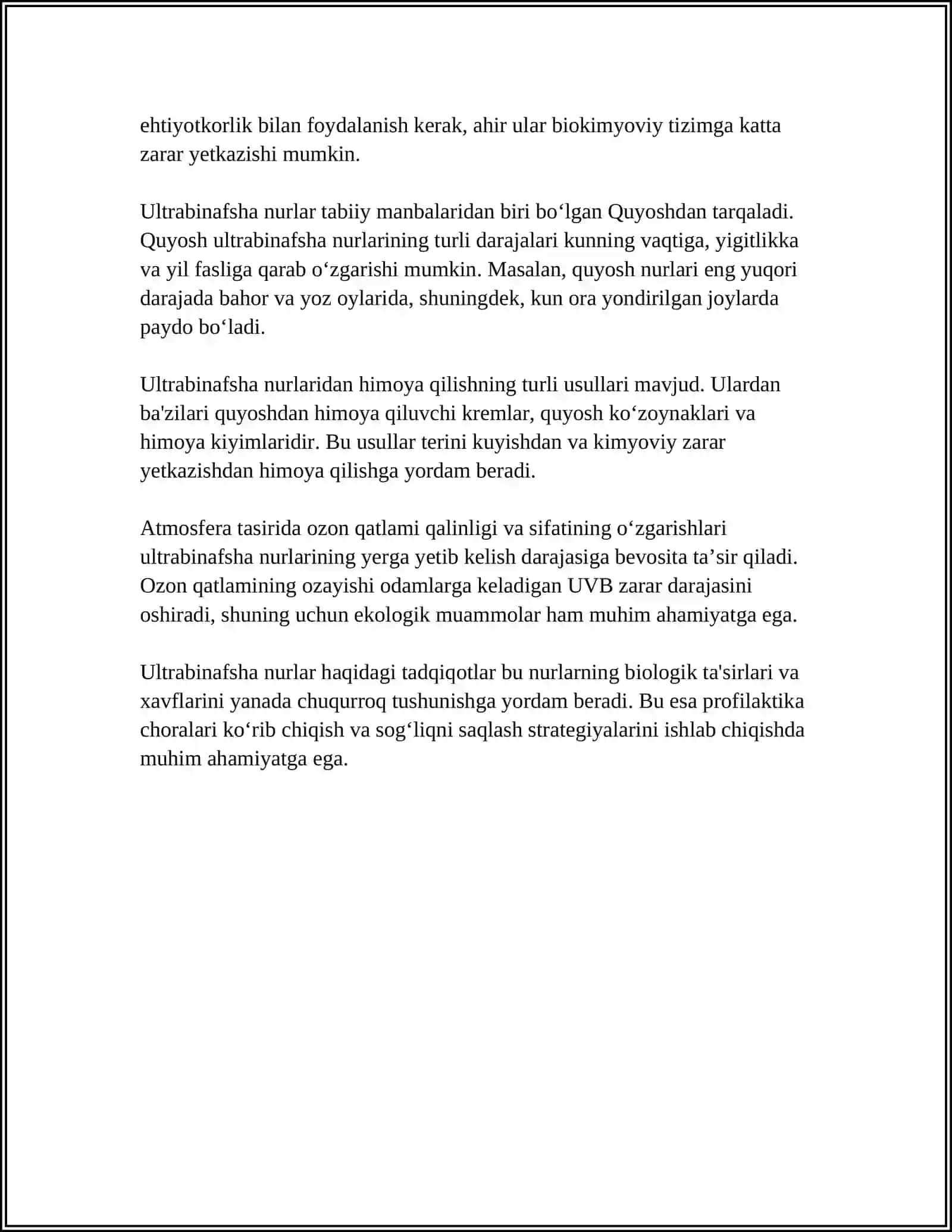 ULTRABINAFSHA NURNI DOZALASH 4