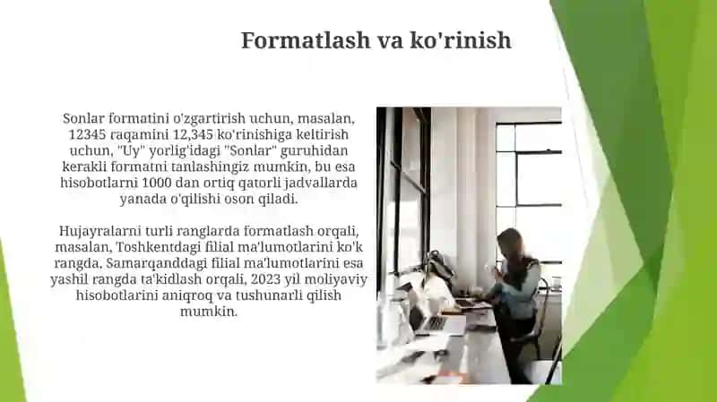 Microsoft Excel elektron jadval muharirida formula bilan ishlash 4