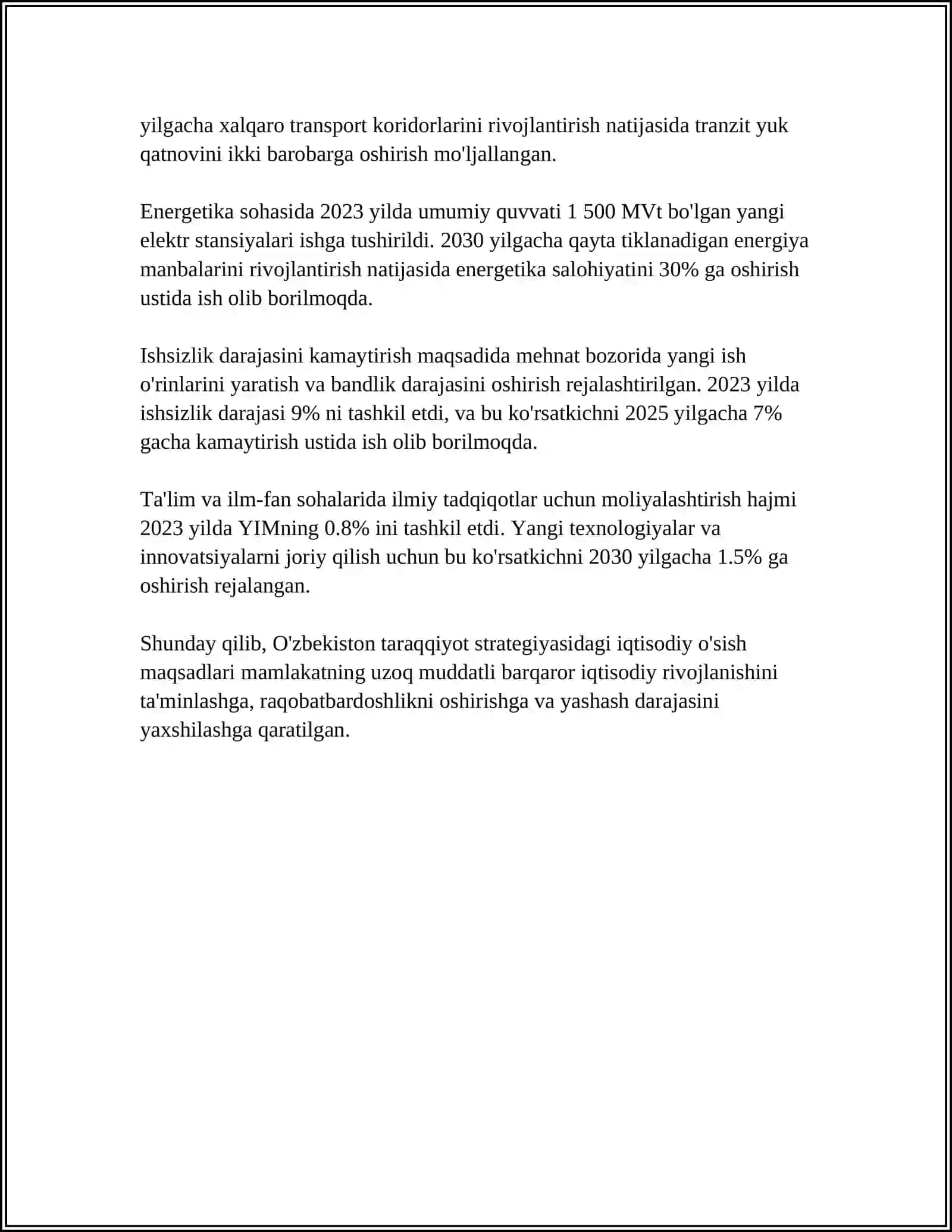 "TARAQQIYOT STRATEGIYASI"DA MILLIY IQTISODIYOTNI RIVOJLANISHI VA AHOLI BANDLIGINI TA’MINLASH JARAYONIDA KORXONANING O‘RNI" 4