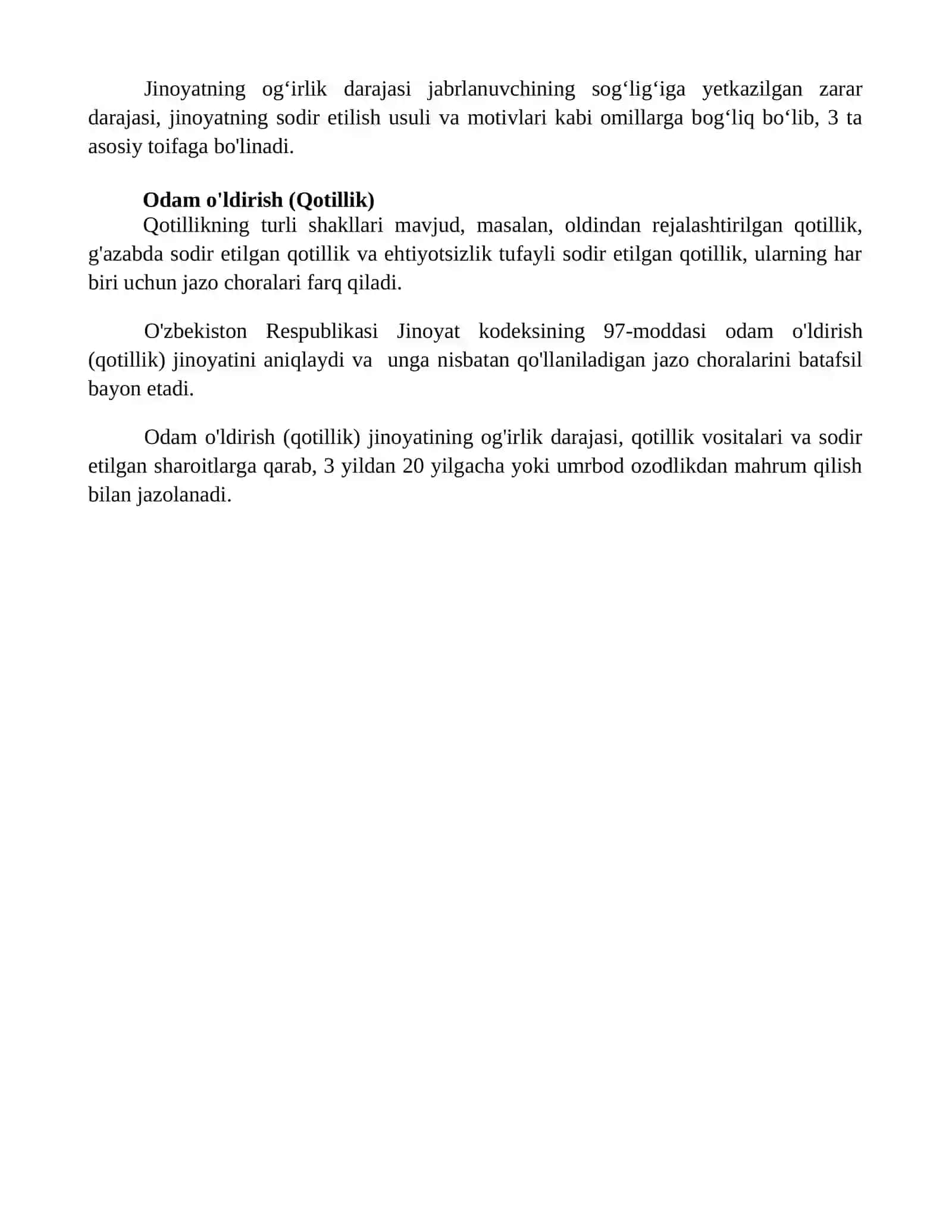 Xayotga qarshi jinoyatlarning umumiy tavsifi 4