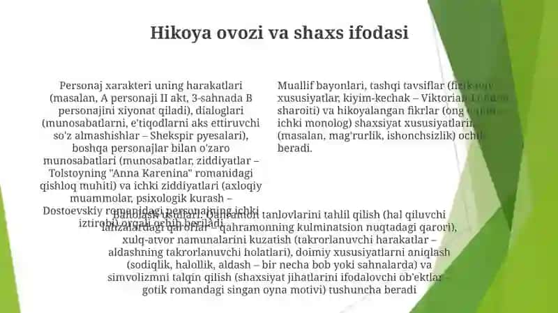 Badiiy asar qahramonlari shaxsiy sifatlarini baholashning mazmuni usullari va metodlari 4