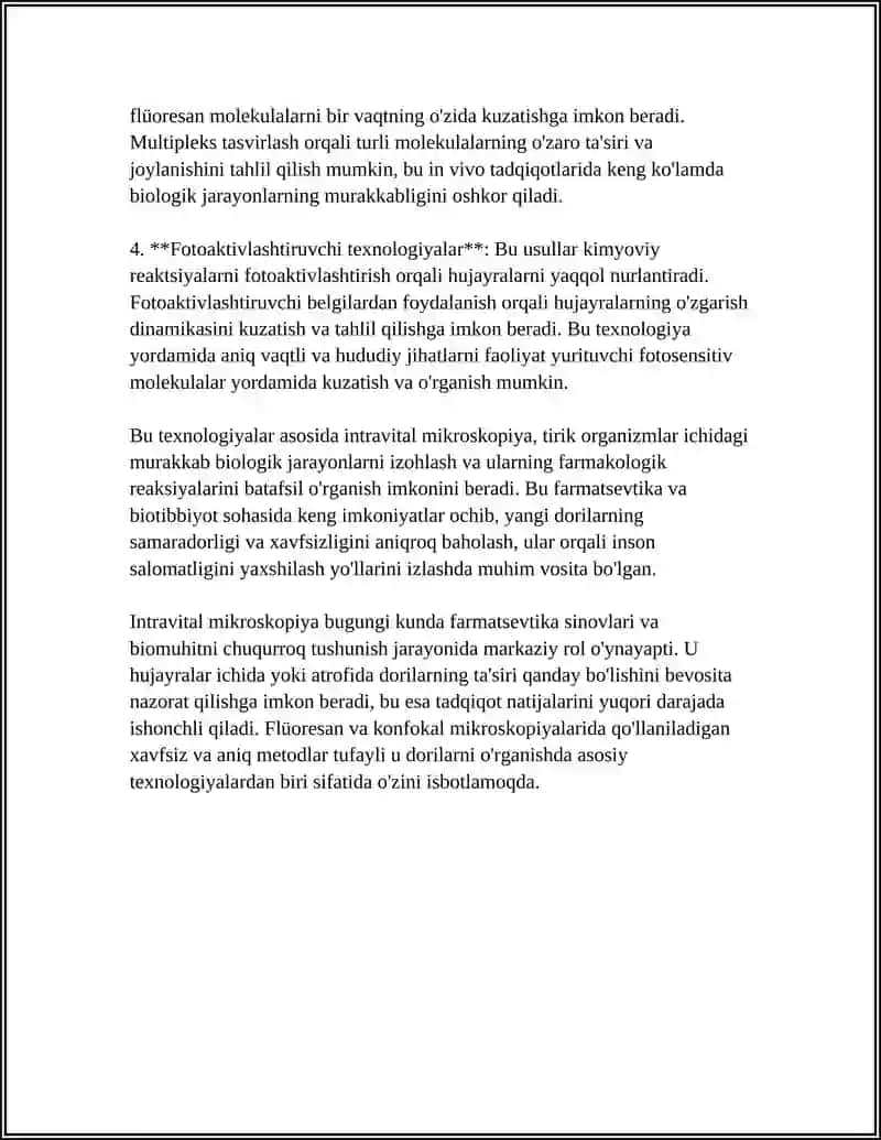 IN VIVO” USULIDA DORILARNING BIOSAMARADORLIGINI O‘RGANISHDA ISHLATILADIGAN INSTRUMENTAL ASBOBLAR VA ULARNI ISHLASH MEXANIZMI; 4