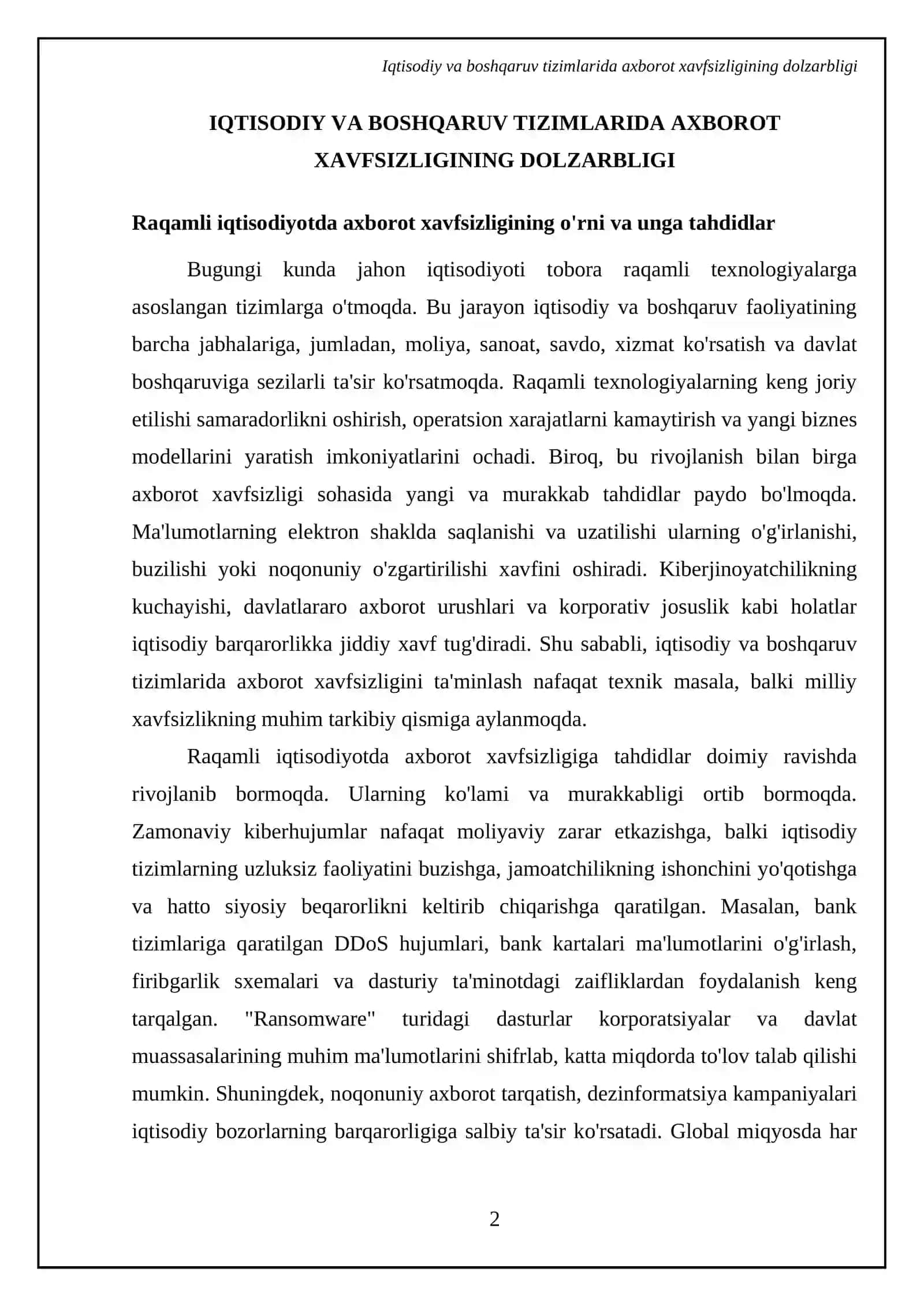 Iqtisodiy va boshqaruv tizimlarida axborot xavfsizligining dolzarbligi 4