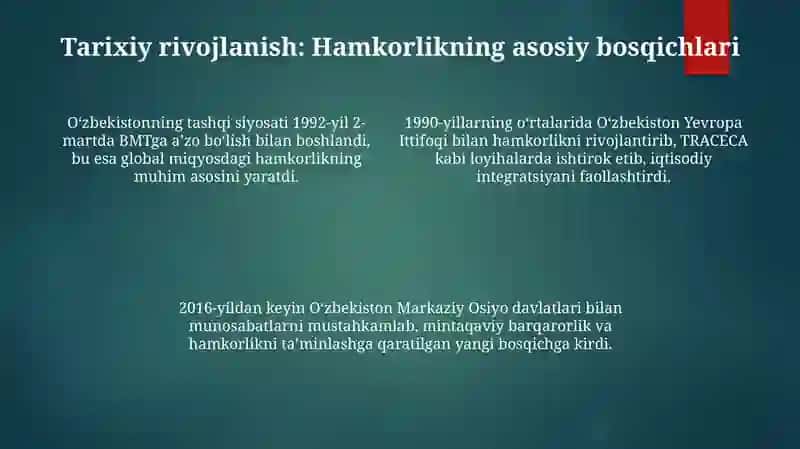 O'zbekistonning xalqaro tashkilotlar bilan hamkorlik 4