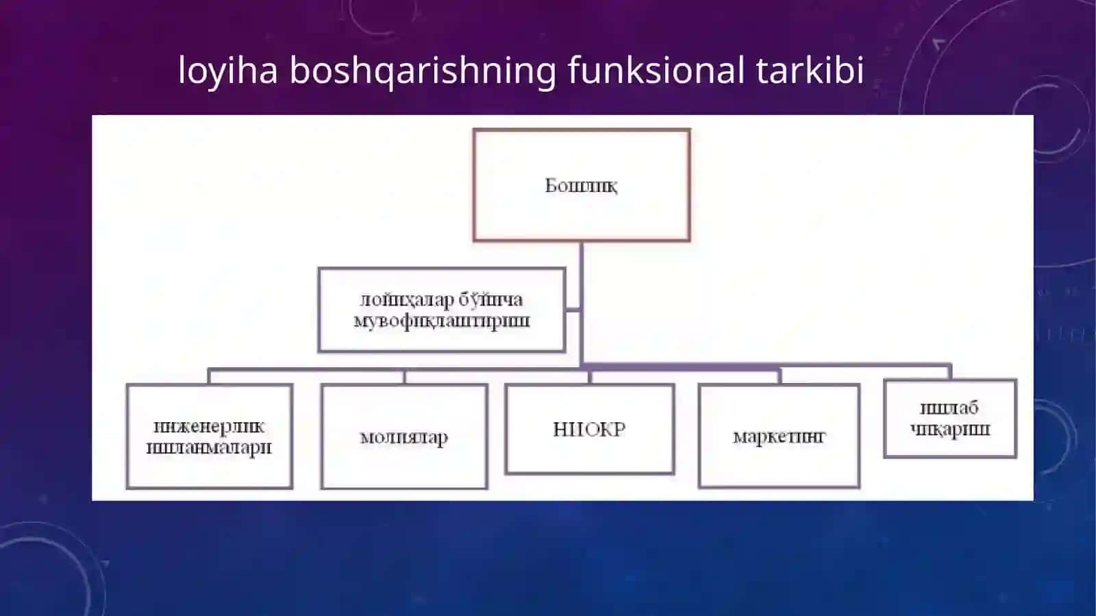 Loyihani boshqarishni tashkil etish va uning bizness jihatlari 4