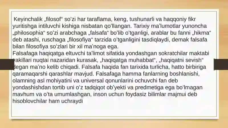 Falsafa turmush tarzi va dunyoni anglash usuli 4