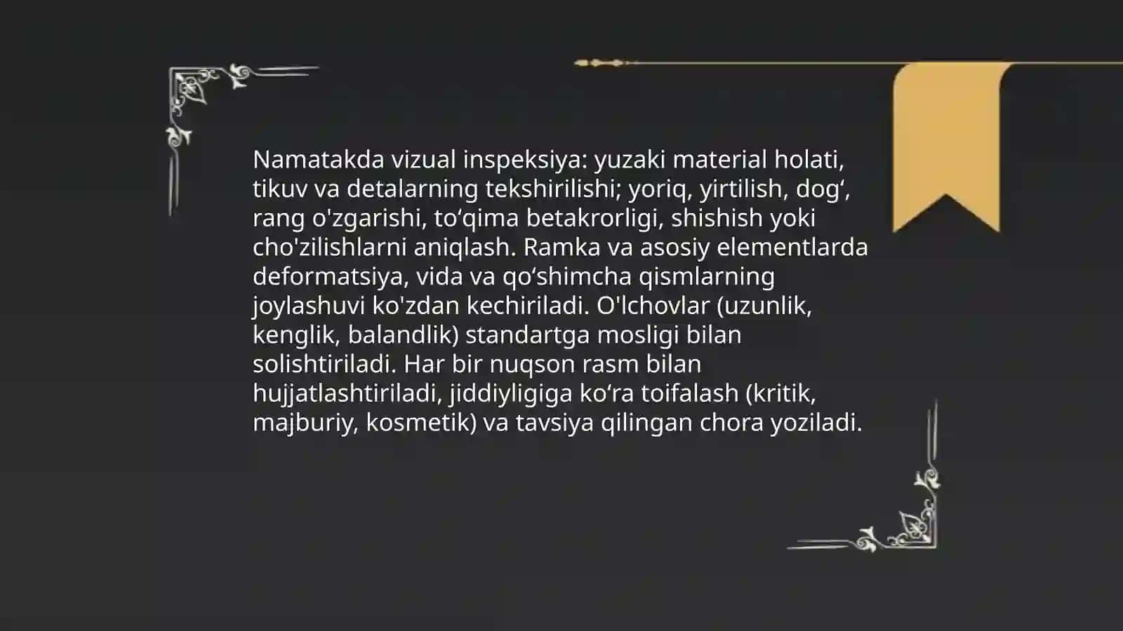 Namatak qiyomi sifatini baholash, qadoqlash va oʻrash 4