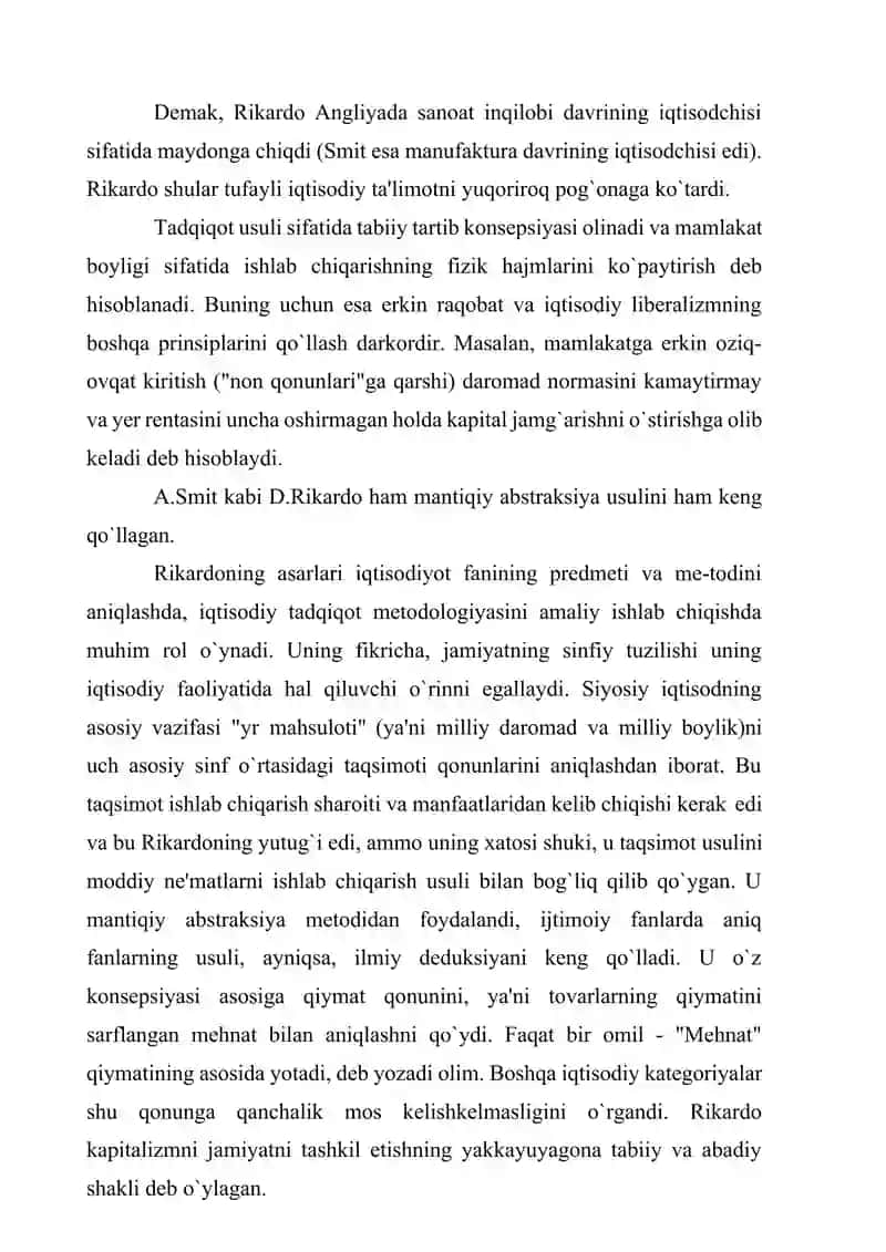 .RIKARDO, J.B.SEY, T.MALTUS VA BOSHQALARNING IQTISODIY TA'LIMOTLARI (3-bosqich) 4