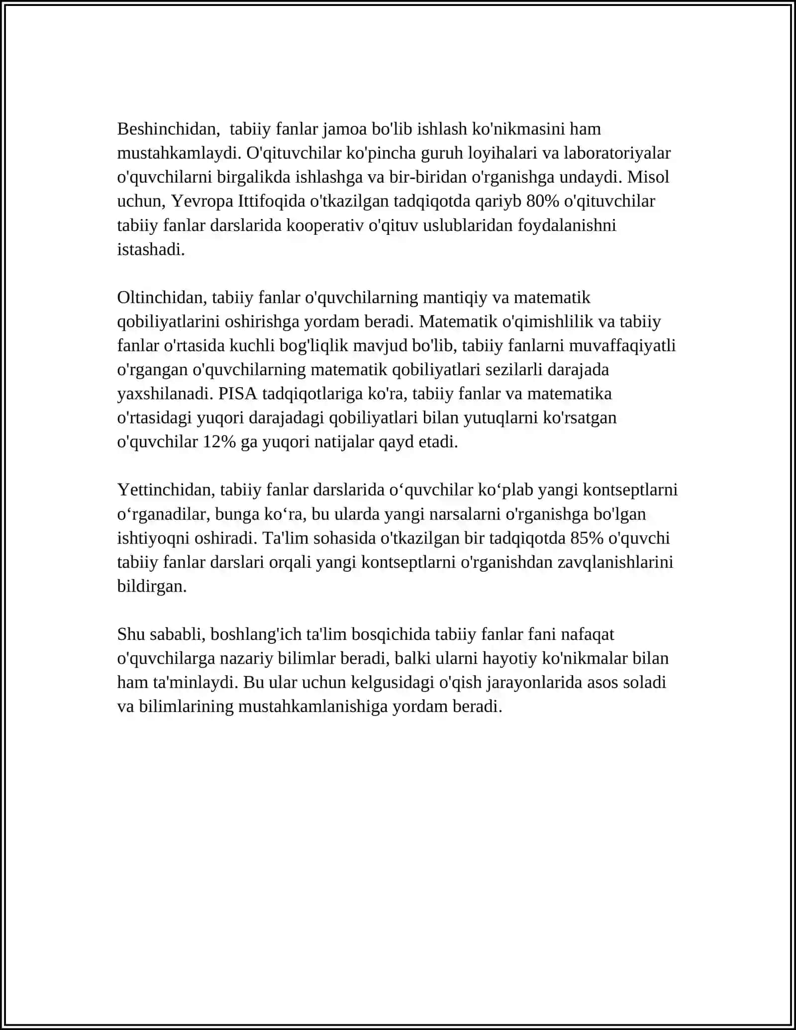 BOSHLANG'ICH TA'LIM TABIIY FAN O'QITISH METODLARI 4