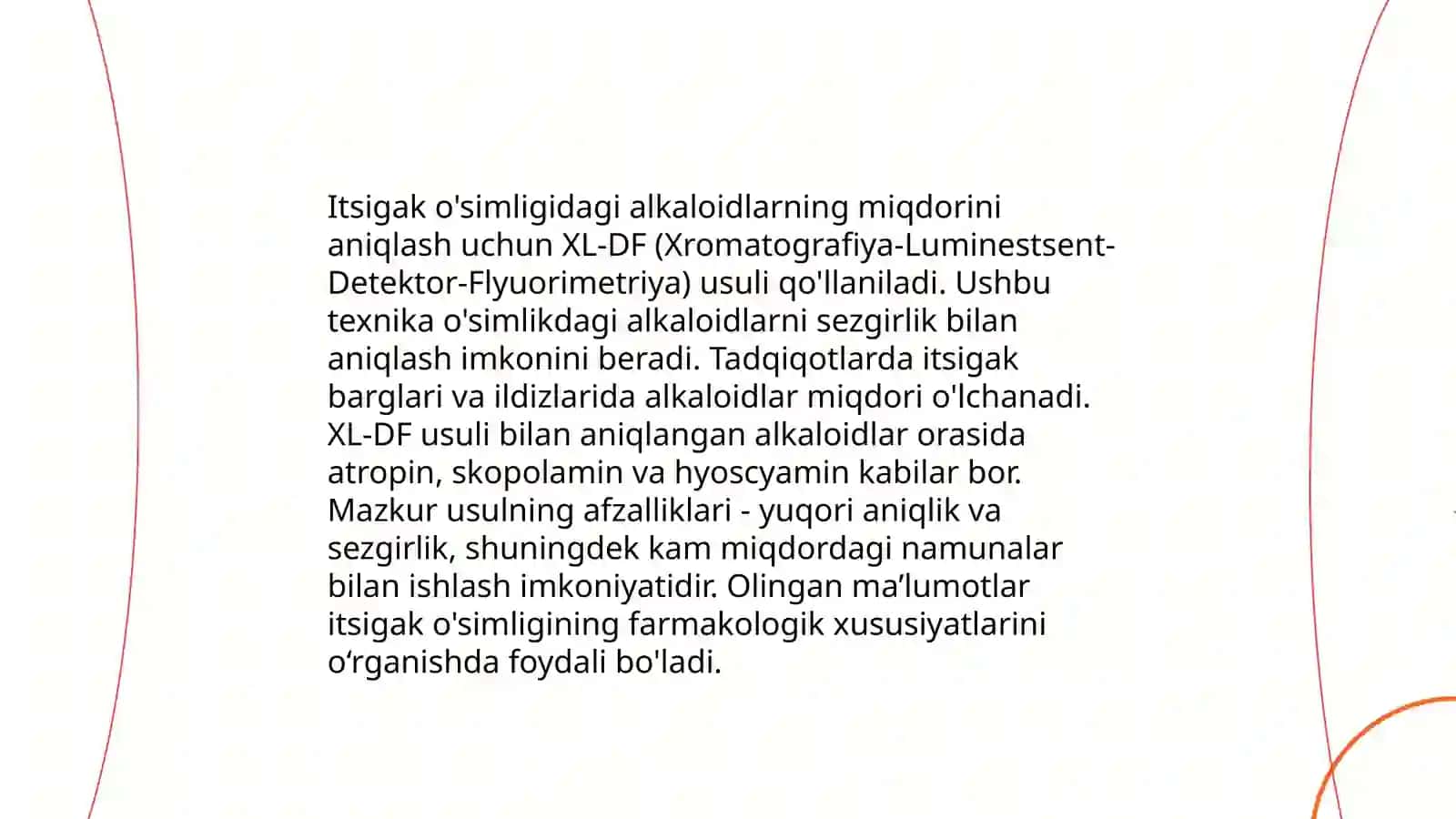 Alkaloidlar miqdorini XL-DF usulida aniqlash usuli 4