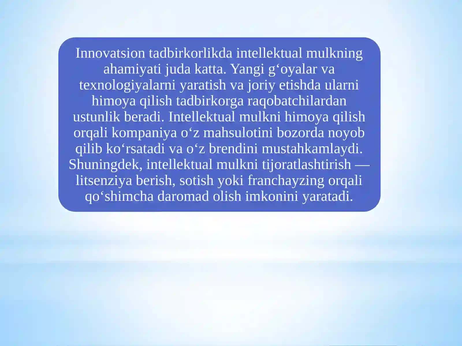 INNOVATSION TADBIRKORLIKDA INTELLEKTUAL MULKNI HIMOYALASH 4