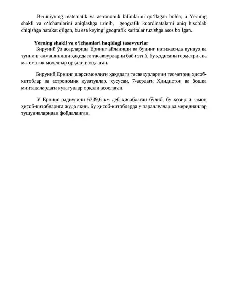 Abu Rayhon Beruniy asarlarida tarixiy geografik fikrlar tavsifi 4