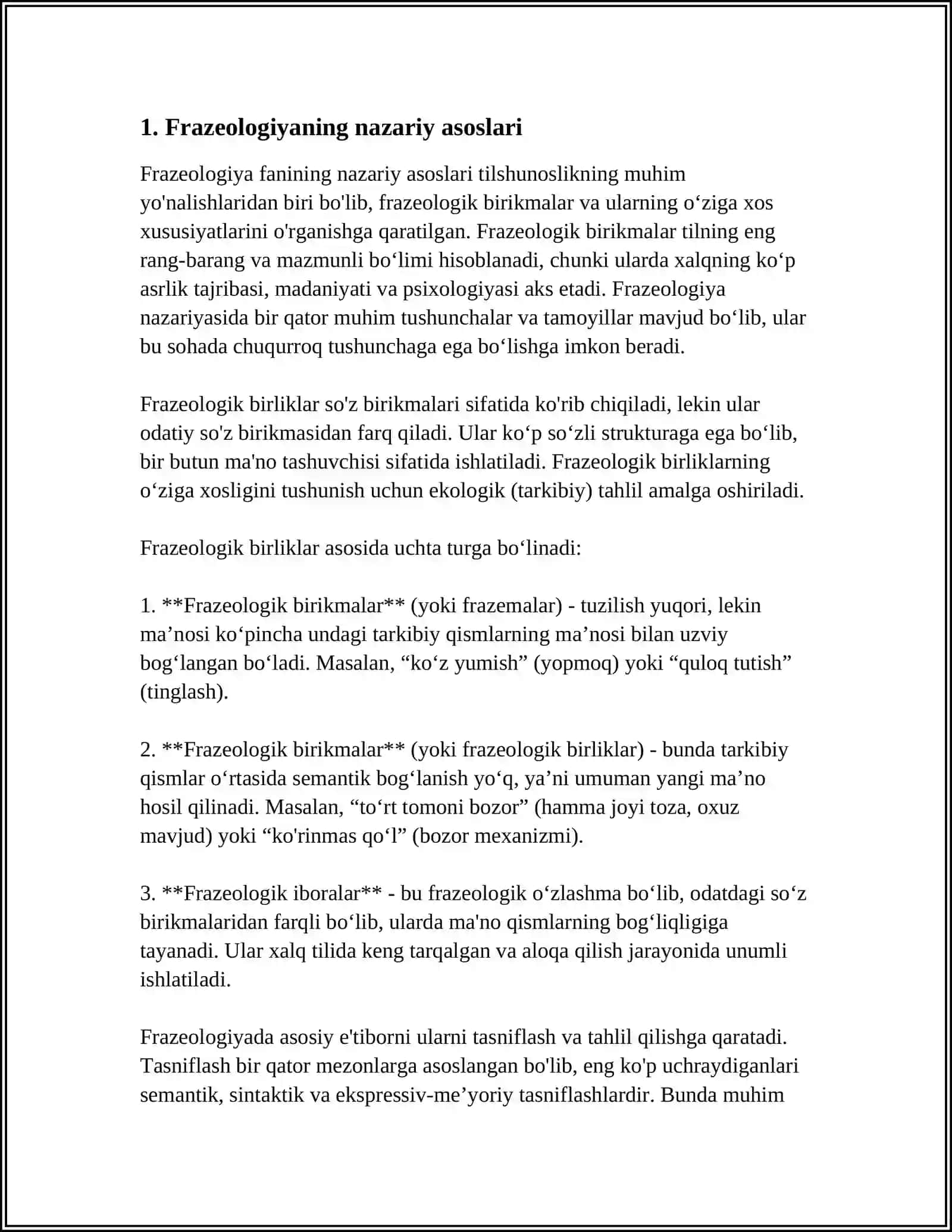 FRAZEOLOGIYA. FRAZEOLOGIK EKVIVALENTLIK HODISASI 4