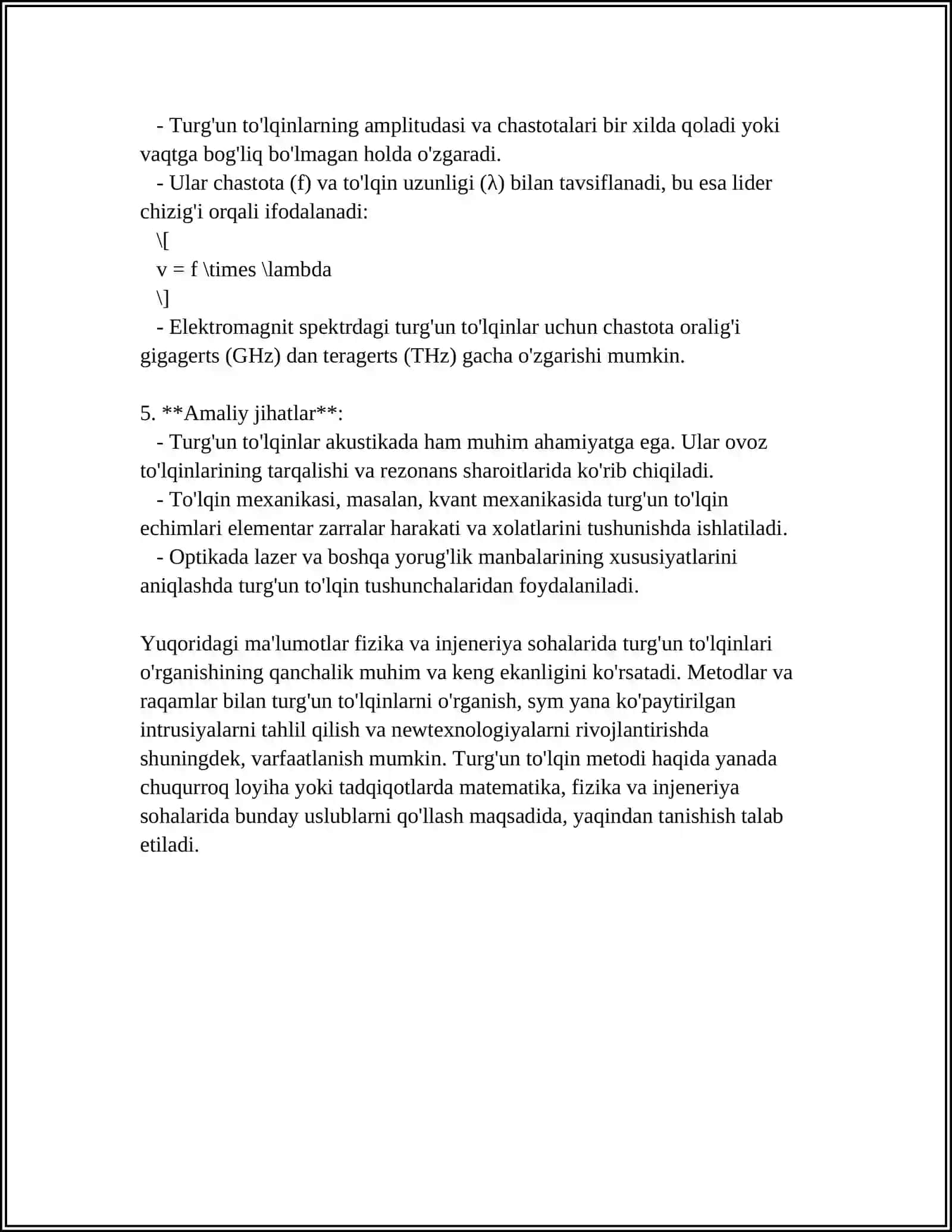 TURG'UN TO'LQIN METODI BILAN HAVODA TOVUSH TARQALISHI TEZLIGINI ANIQLASH 4