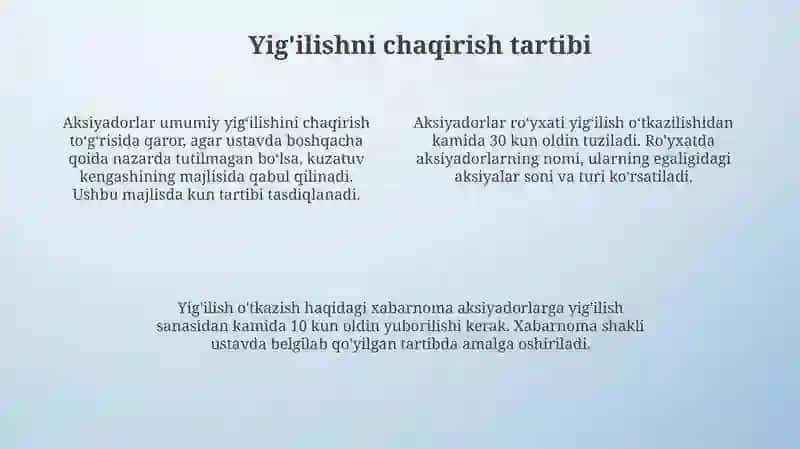 Umumiy Aksiyadorlar Yig'ilishini Chaqirish Tartibi 4