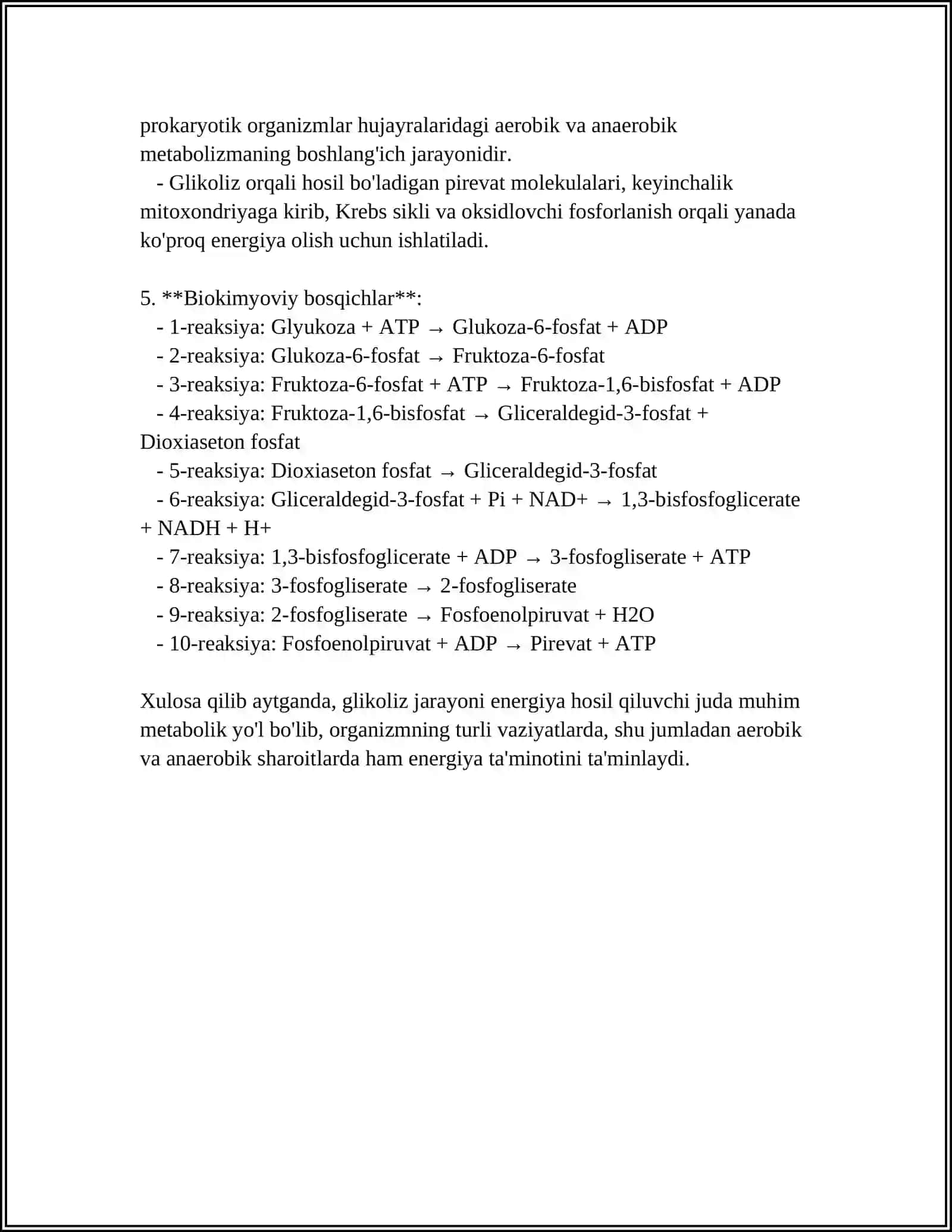 METABOLIZM JARAYONIDA ENERGIYA HOSIL BOʻLISHI VA SARFLANISHI 4