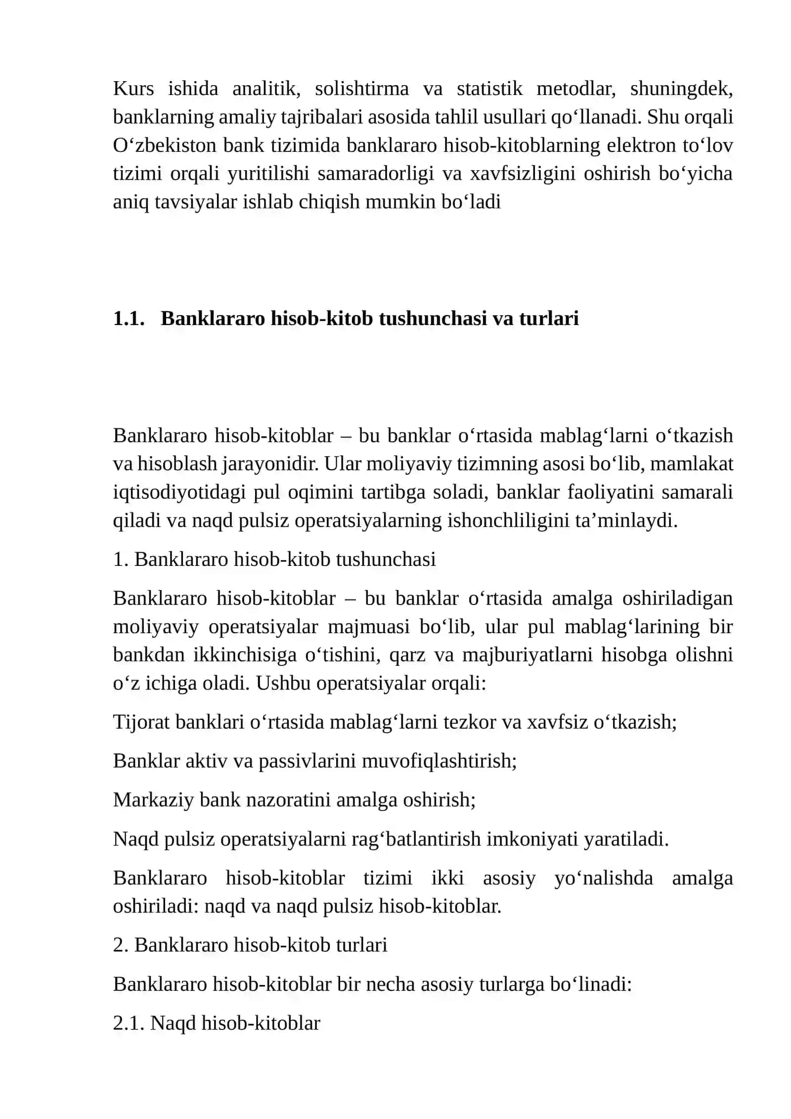 O'ZBEKISTON BANK TIZIMIDA BANKLARARO HISOB KITOBLARNING ELEKTRON TO'LOV TIZIMI ORQALI YURITILISHI VA ULARNING HISOBI 4