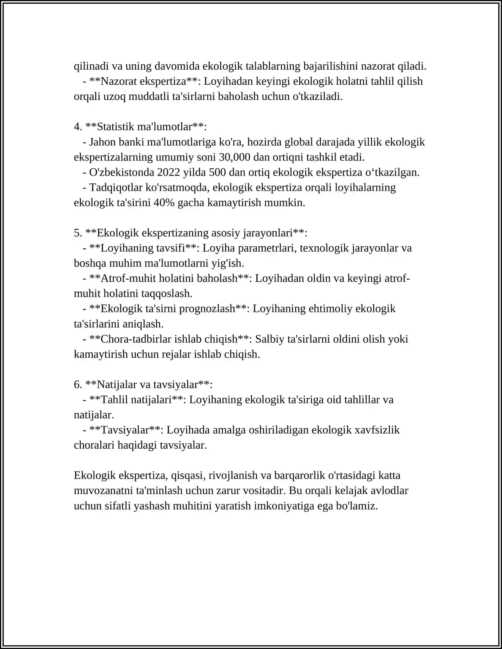 ILMIY, TEXNOLOGIK VA ISHLAB CHIQARISH YECHIMLARINING EKOLOGIK EKSPERTIZASI 4