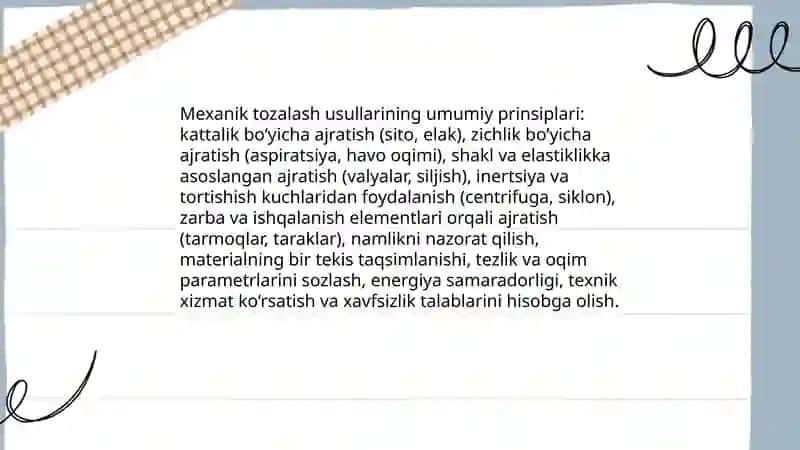 Paxtadan yirik iflosliklarni tozalash jarayoni -- tosh, barg, navda, kabi yirik iflosliklarni ajratish usullari va mashinalar 4