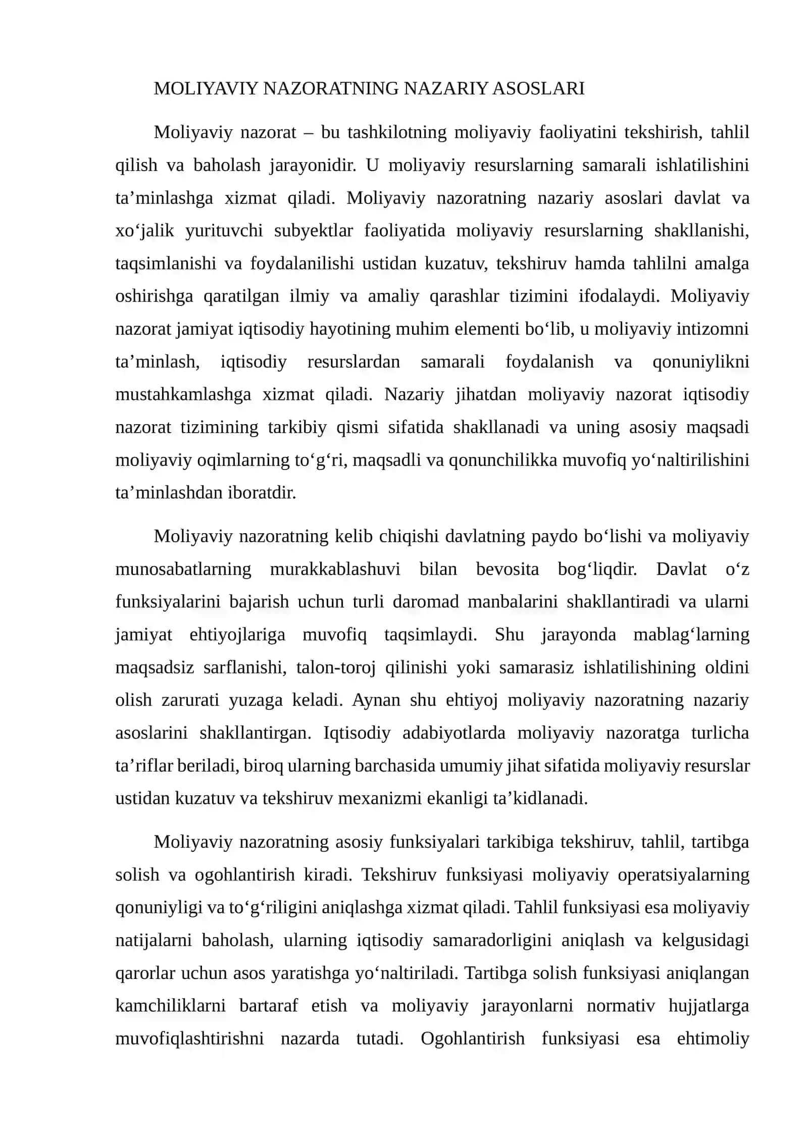 MOLIYAVIY NAZORAT: TASHKILOTLARDA AHAMIYATI VA TAHLIL 4