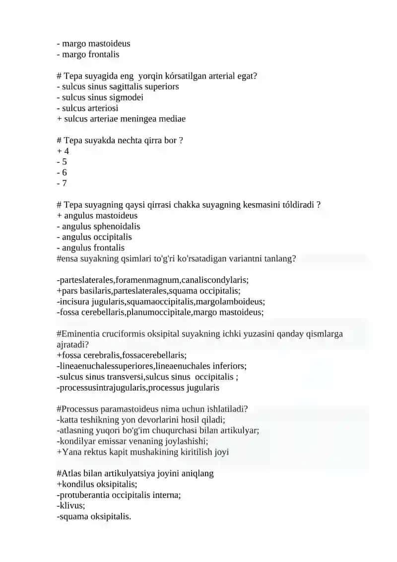 KALLA SUYAGI MAVZUSIGA TEST 4