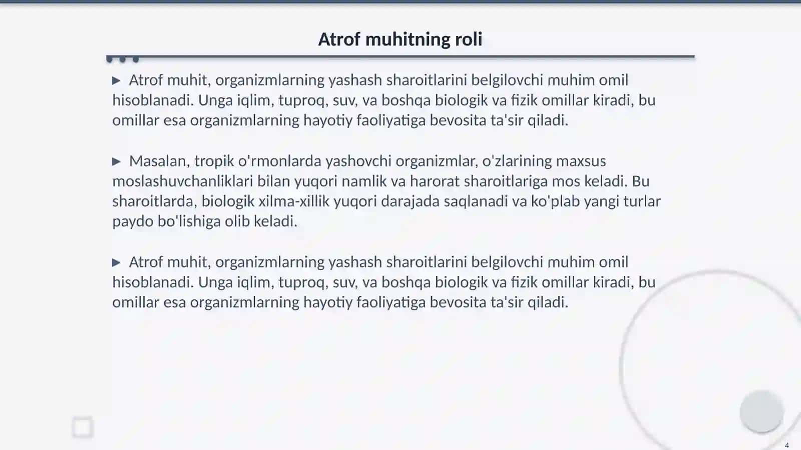 Yashash uchun kurash organizmlarning atrof muhit bilan o'zaro munosabatlari 4