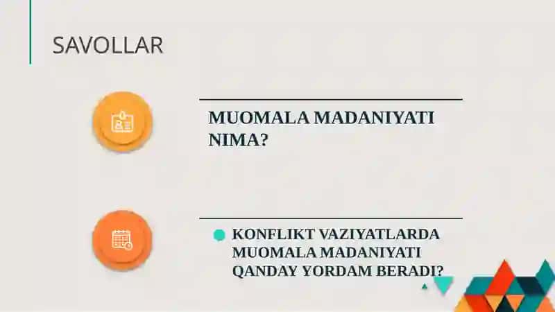 Muomala madaniyati va to'g'ri muloqot qoidalari slayd 4
