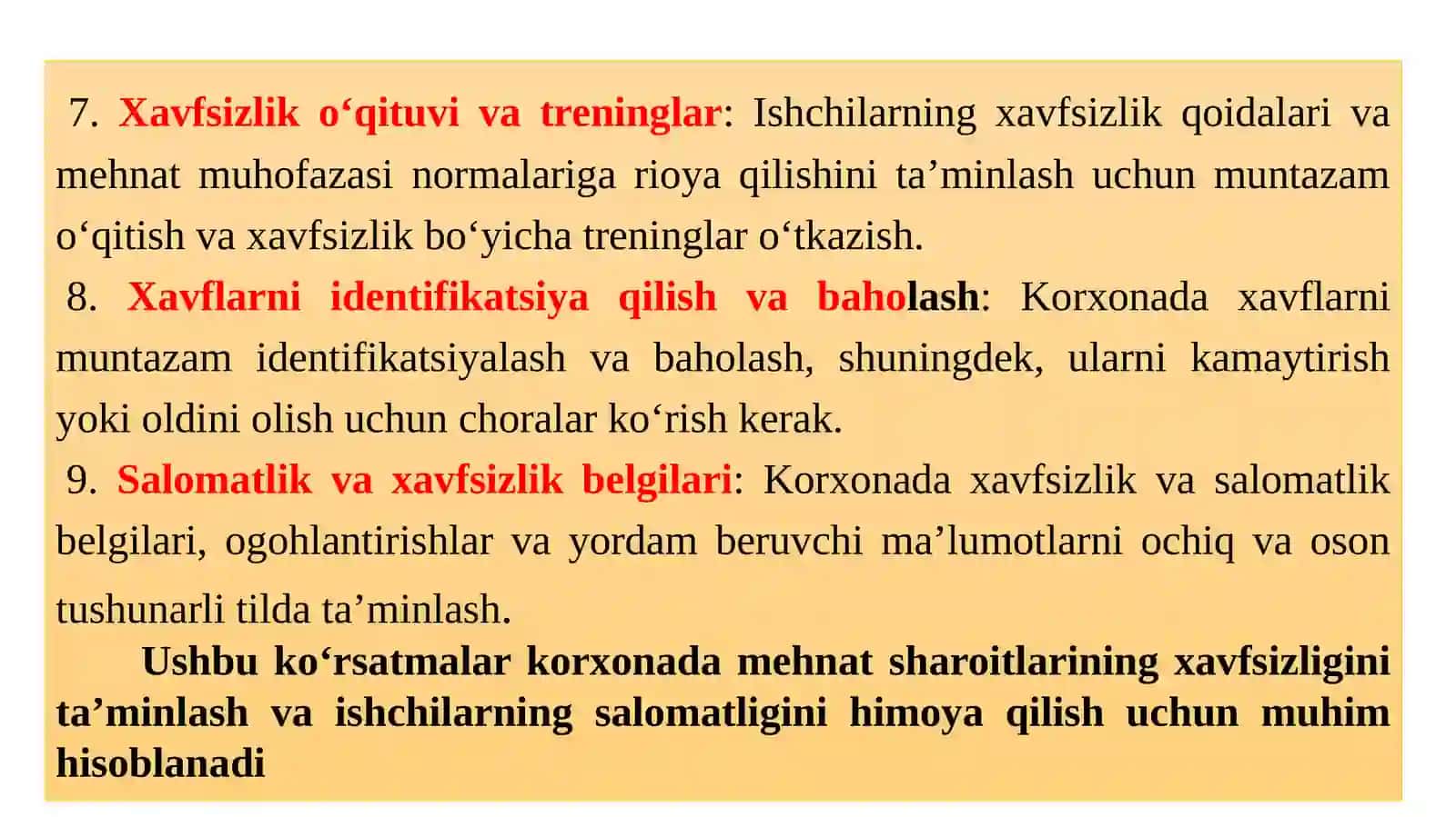 Korxonalarda xavfsizlikni ta’minlash uchun asosiy majburiy ko‘rsatmalar 4