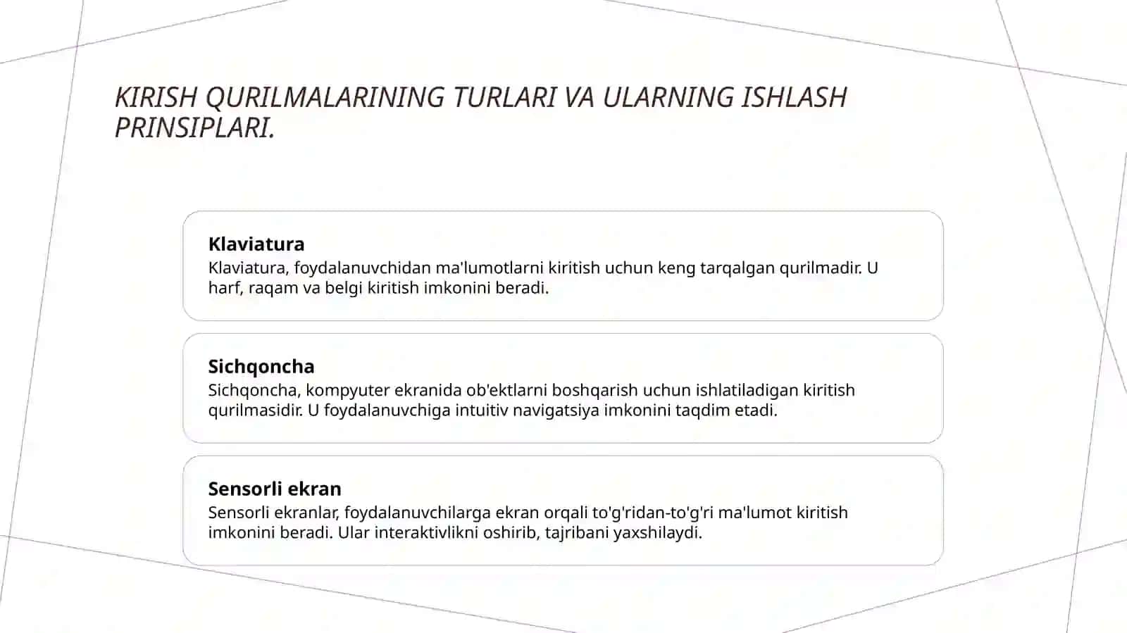 Ma'lumotlarni kiritish va chiqarish qurilmalari 4