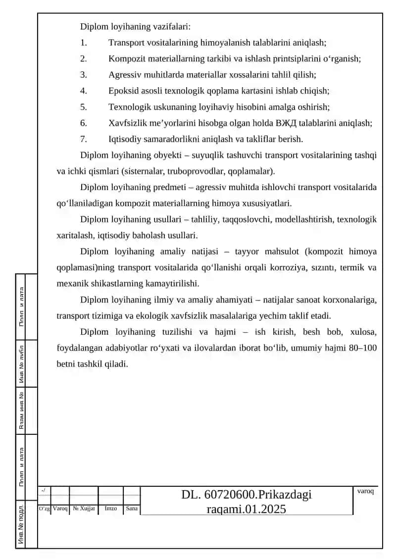 Suyuqliklarni transportlash vositalarini himoyalash usullari va materiallari 4