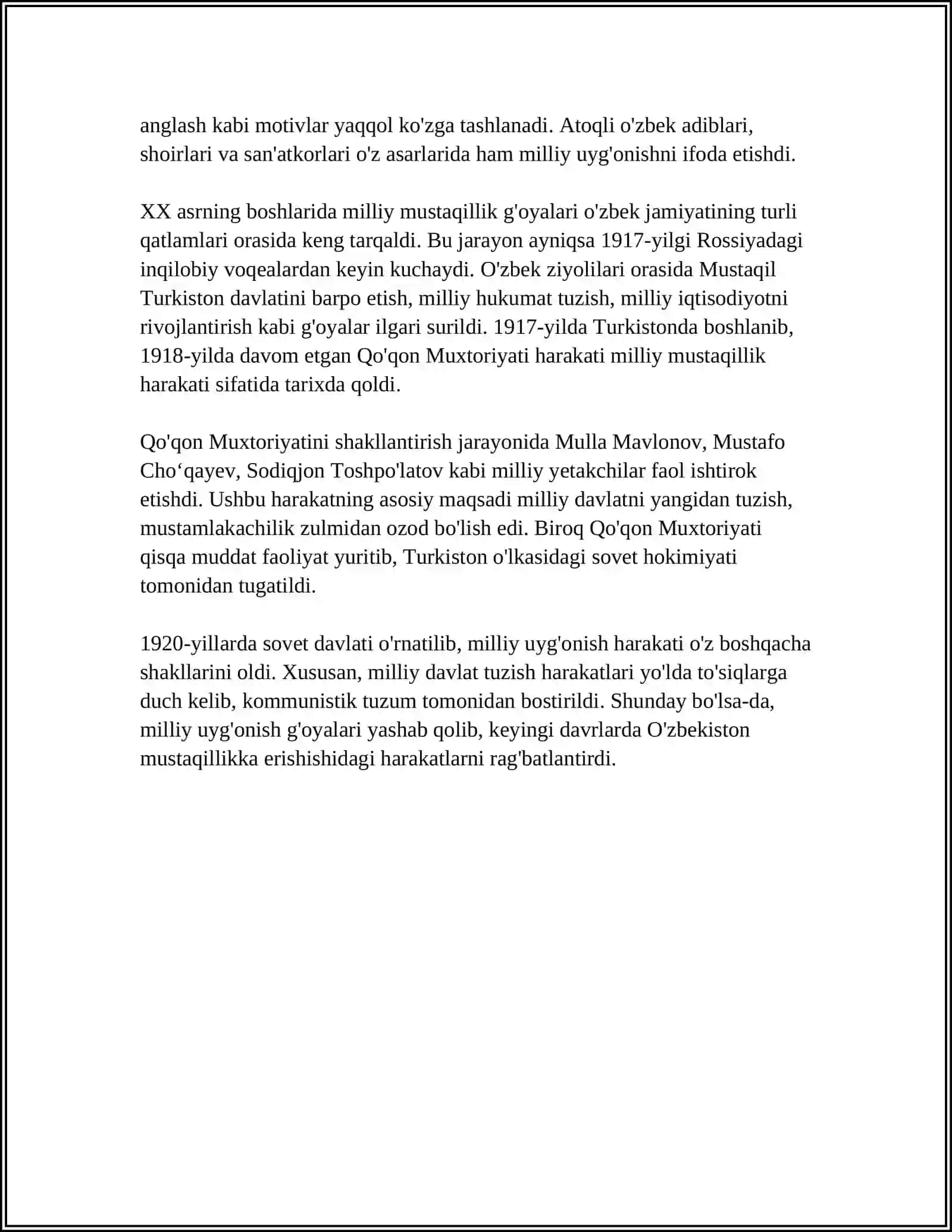 MUSTAQILLIKKA ERISHISH ARAFASIDA OʻZBEKISTONDAGI IJTIMOIY-SIYOSIY JARAYONLAR 4