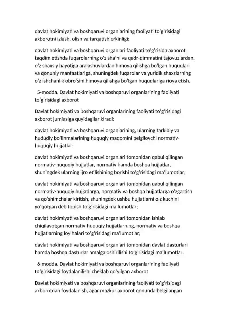 Davlat hokimiyati va boshqaruv organlari faoliyatining ochiqligi 4