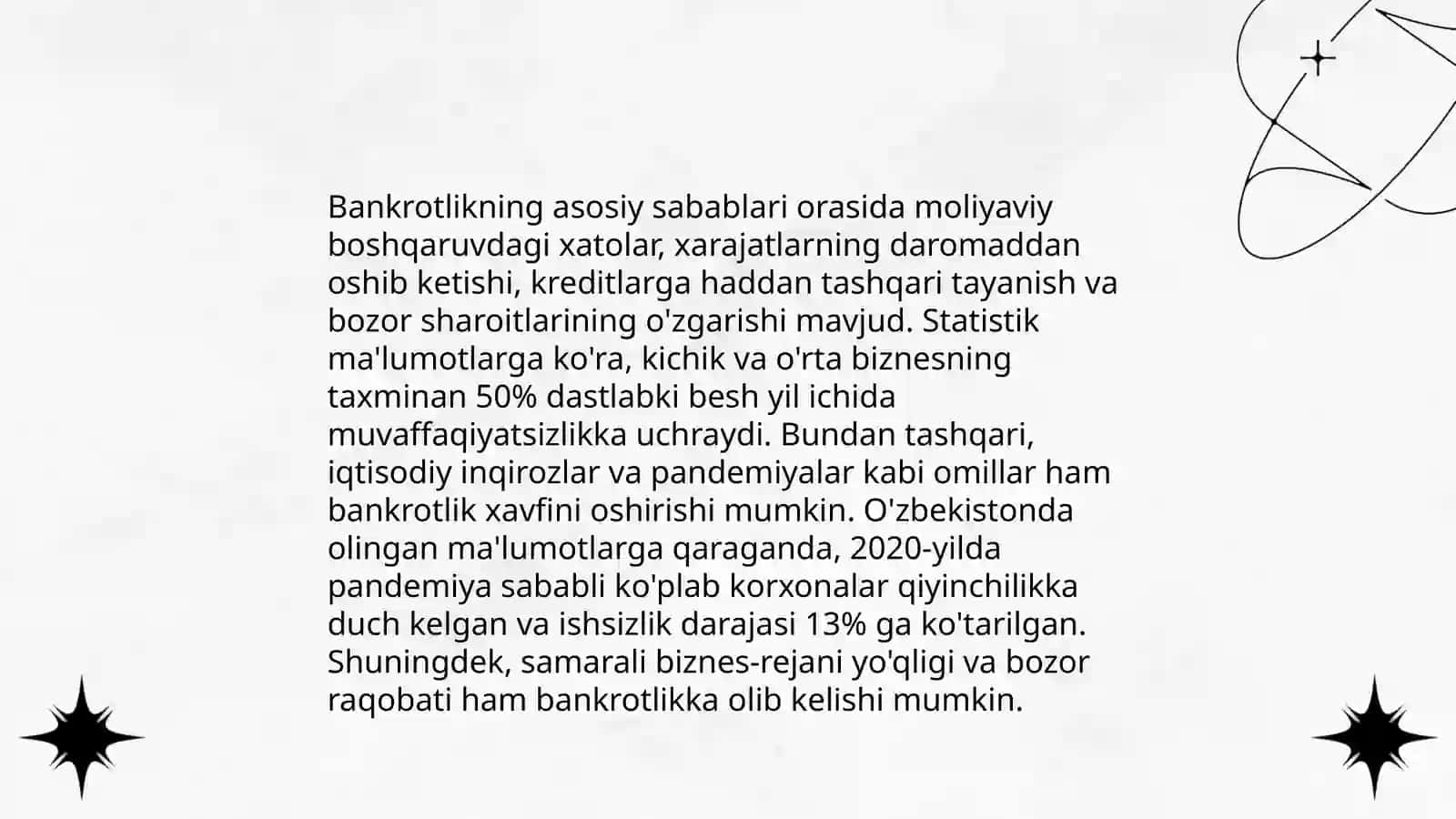 Biznesning bankrotligi va ularni davlat tomonidan moliyaviy qo'llab quvvatlash 4