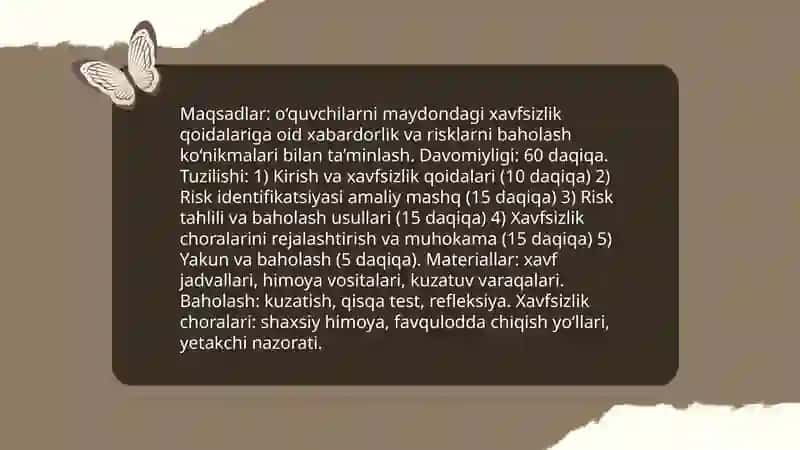 O‘quv tajriba maydonida bir soatlik dars ishlanmasi 4