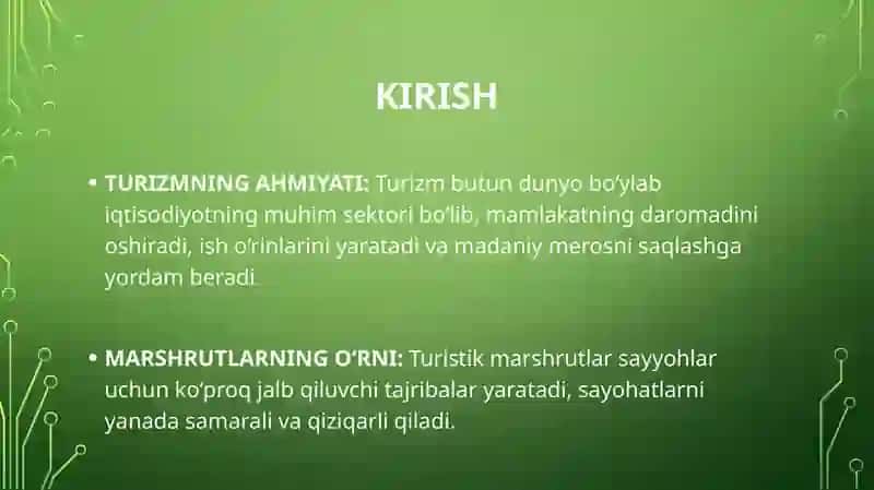 Turistik marshrutlarni ishlab chiqish usullari 4